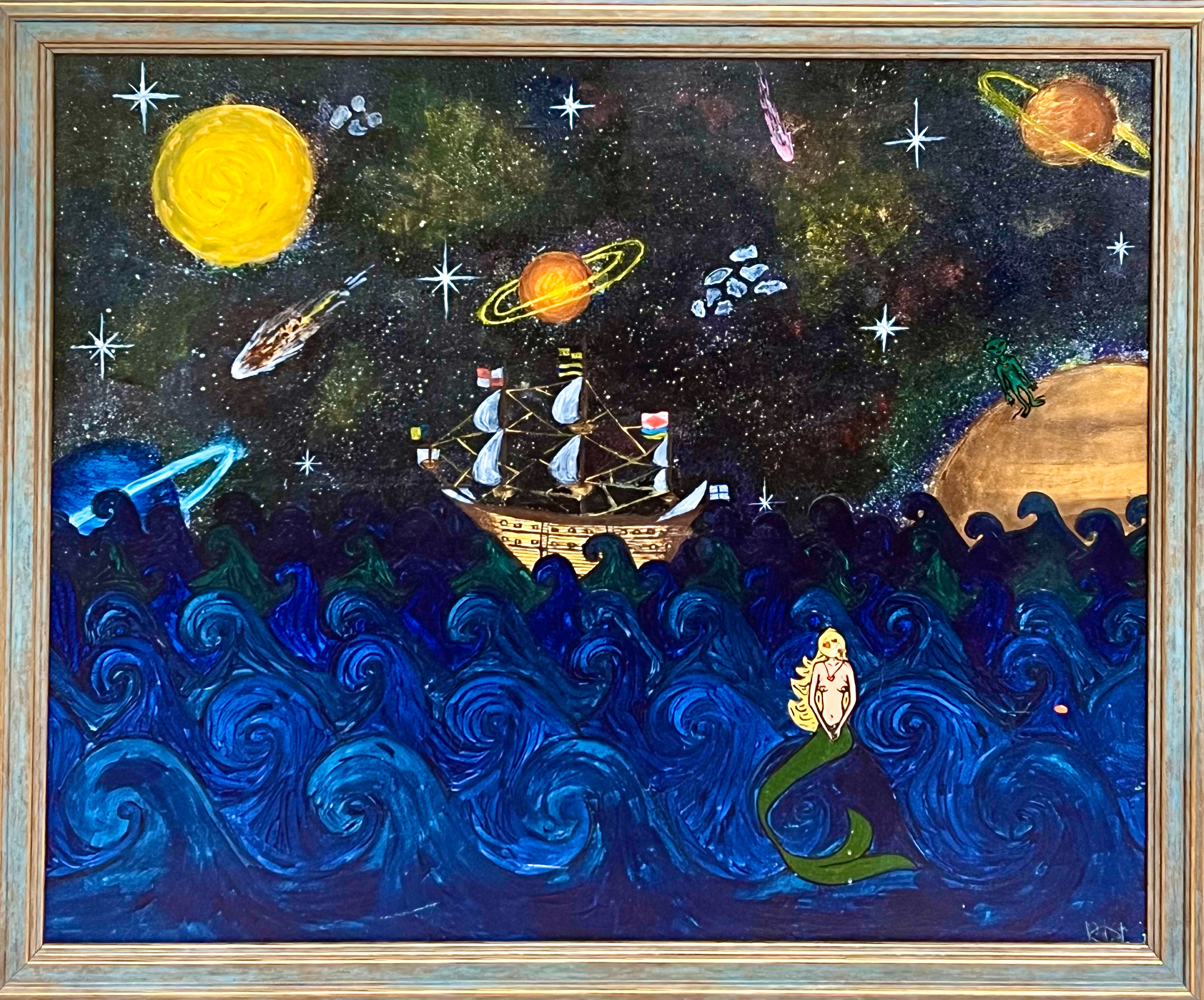 MERMAID IN LOVE (2017)  55x65 cm (framed); Not for sale