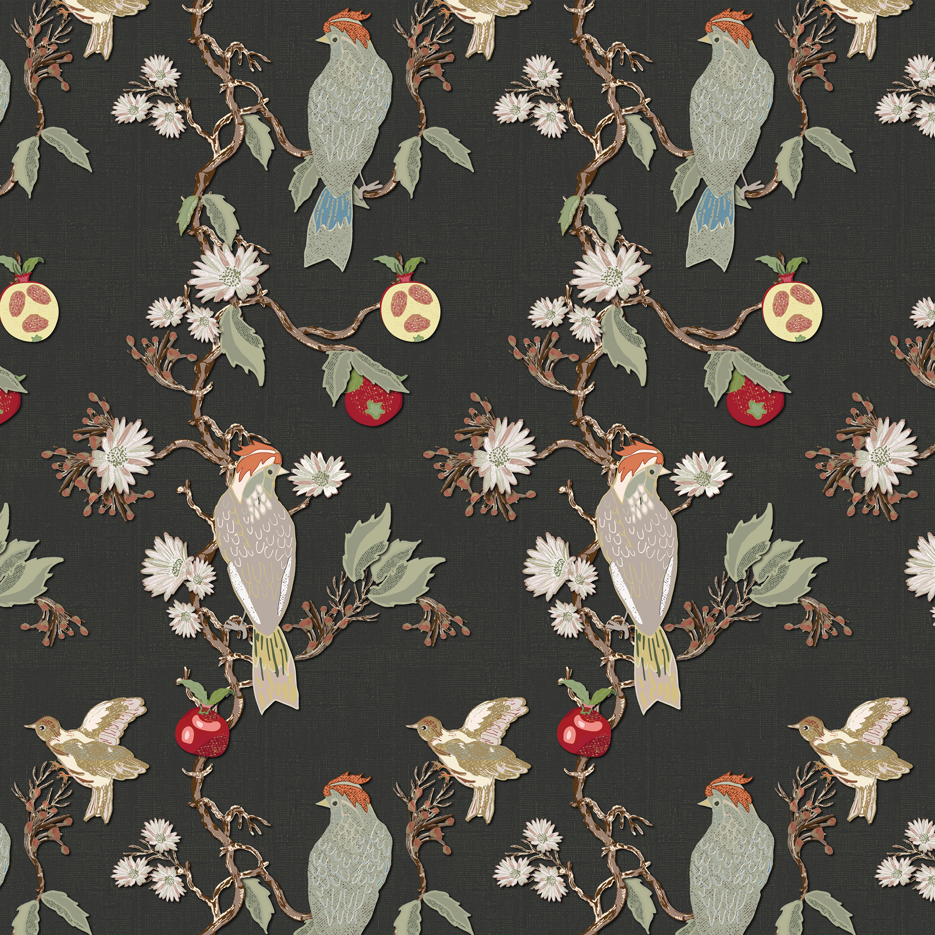 26011A   Bird Pomegranate