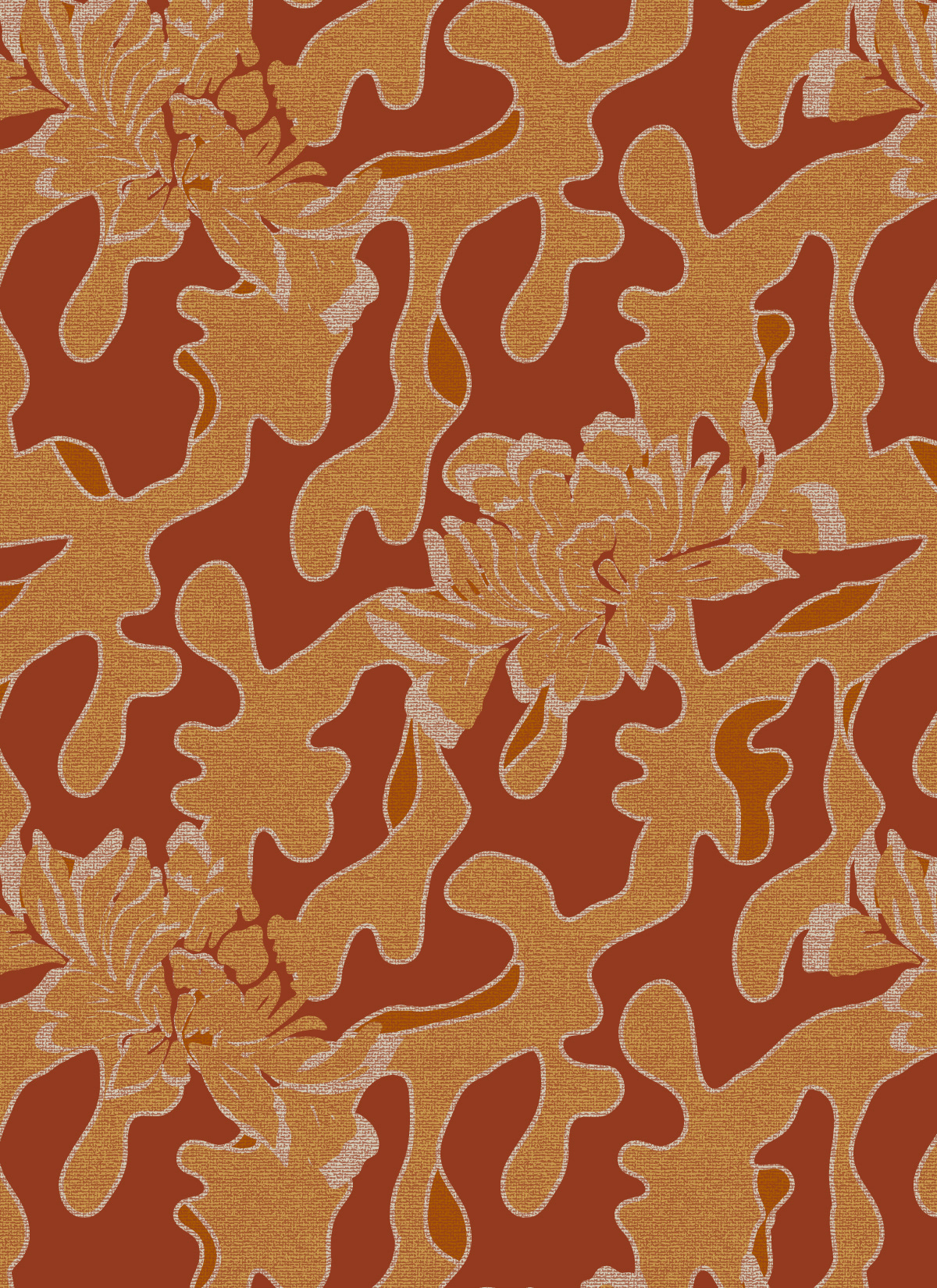 25065A Big Flowers on vermiculated ground