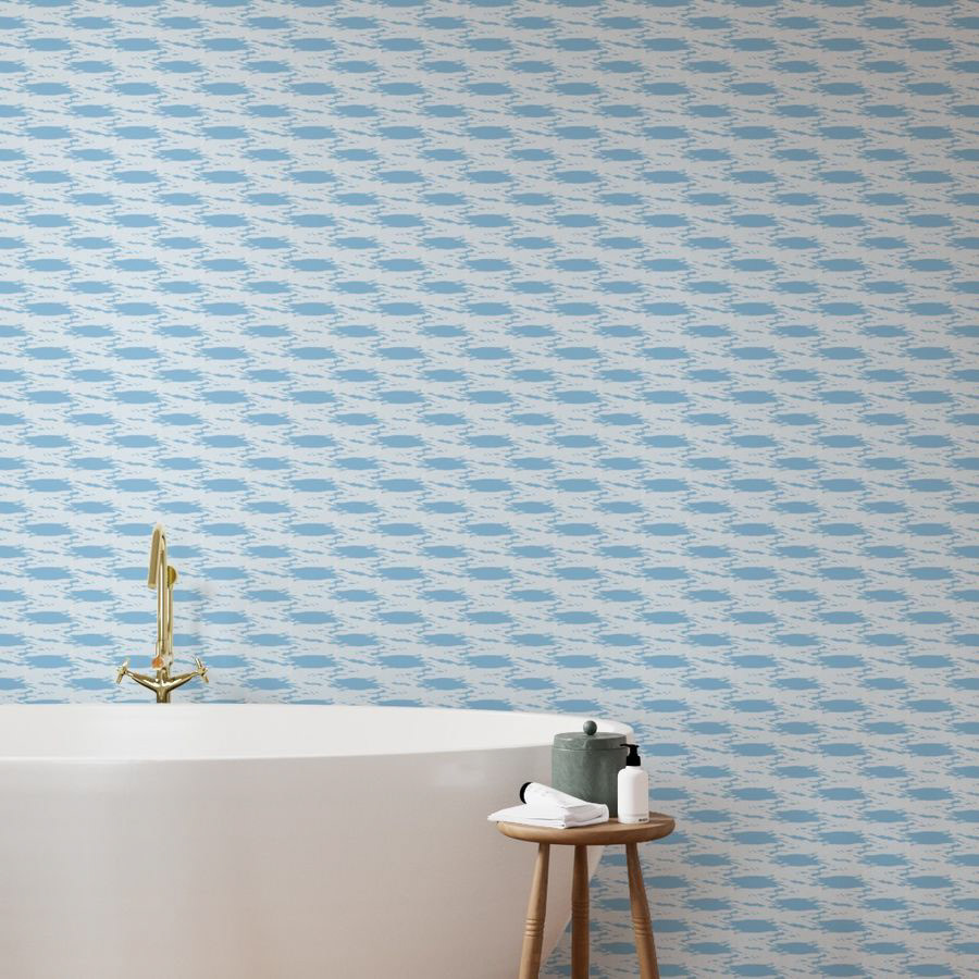 This abstract pattern captures the fluid movement and shifting reflections of the water. Its irregular horizontal undulations provide a calming texture and a sense of depth, acting as a "faux-uni" (textured plain) that ties all the narrative elements of the collection together.