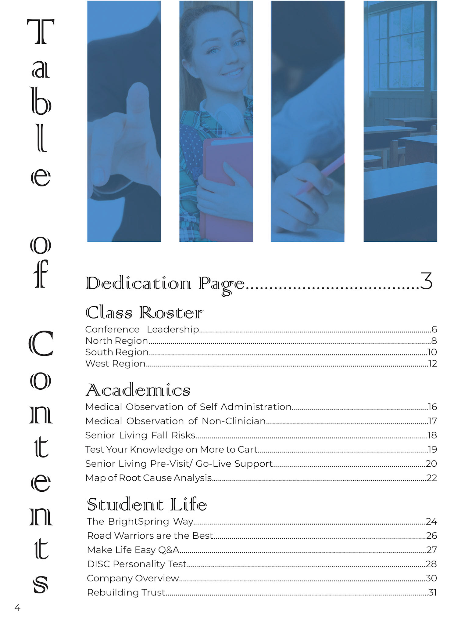 Tell Your T.A.L.E. Yearbook Table of Contents