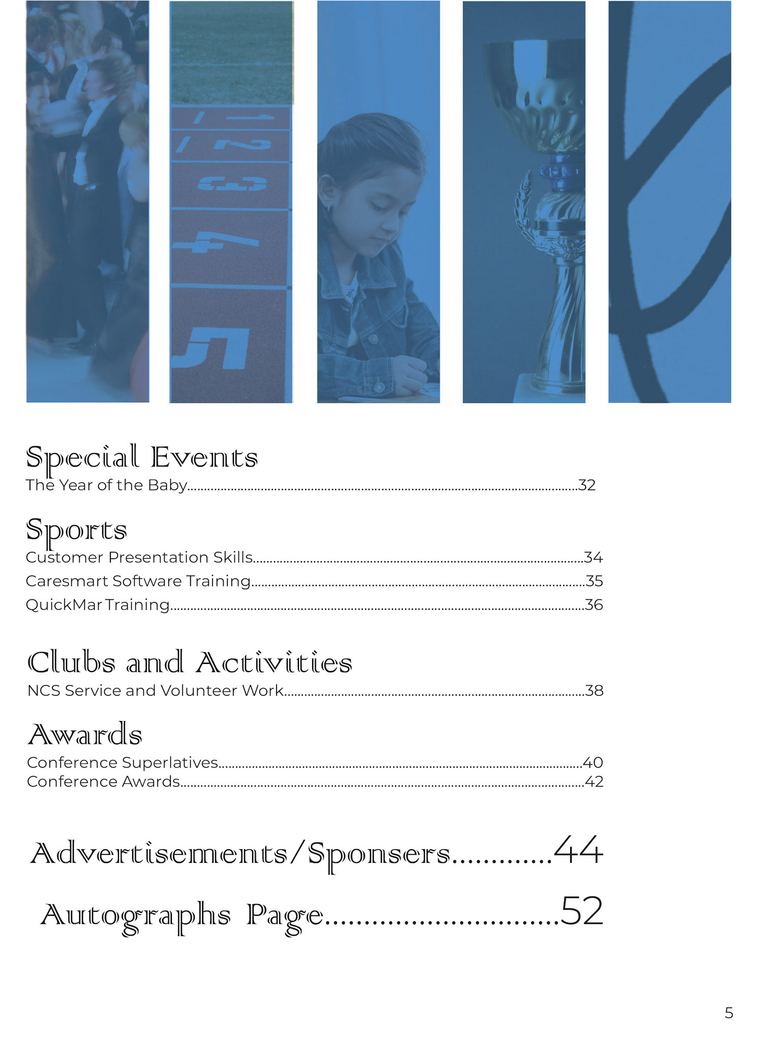 Tell Your T.A.L.E. Yearbook Table of Contents