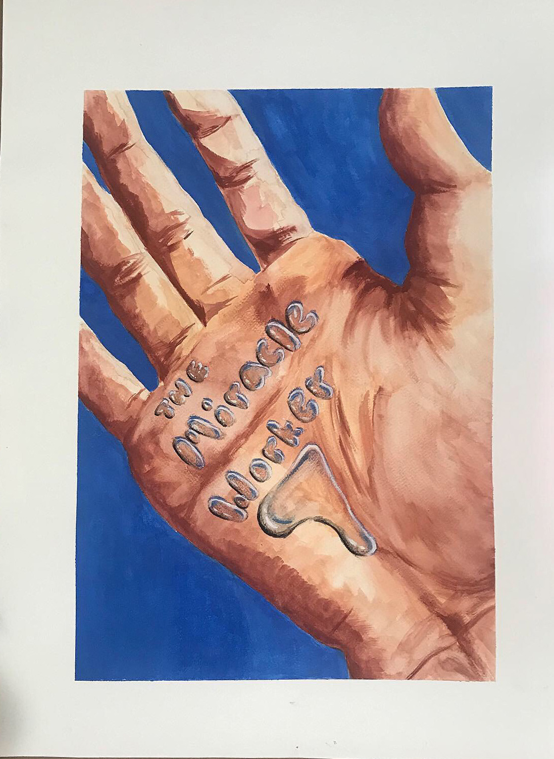 The Miracle Worker theater poster assignment; gouache, 13.5x20"
