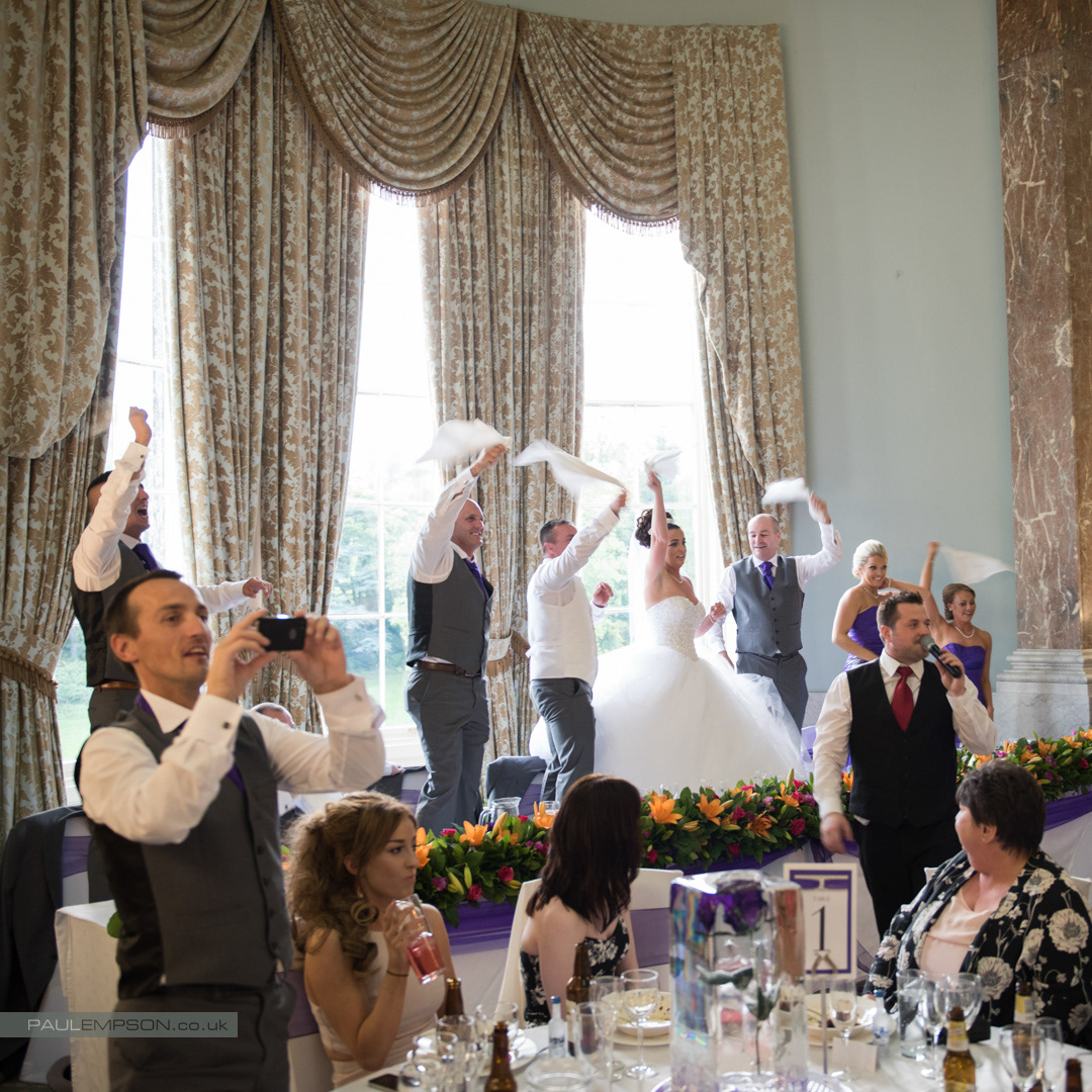Wynyard Hall Wedding celebrations bridal party singing