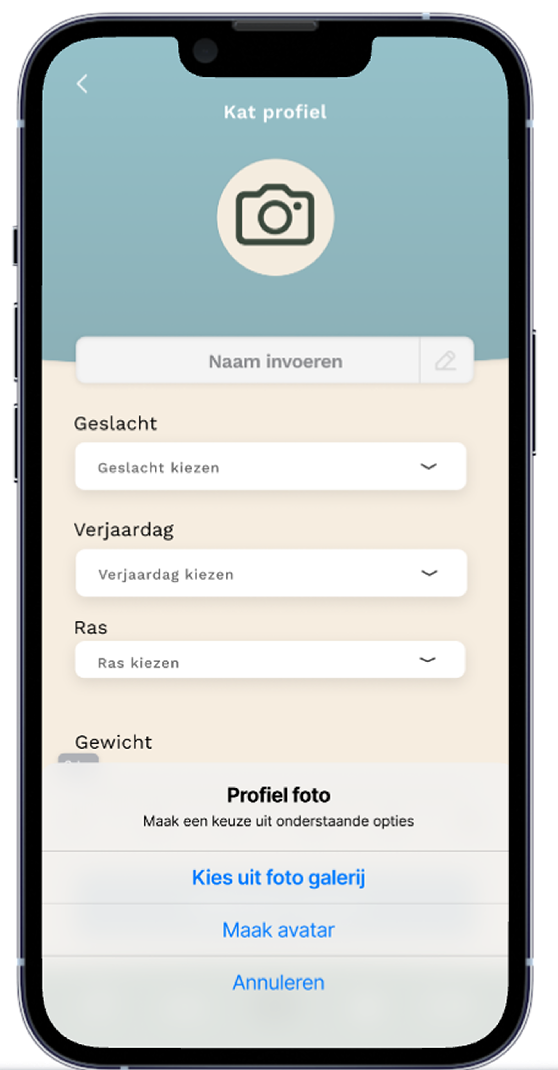 Kat profiel wijzigen