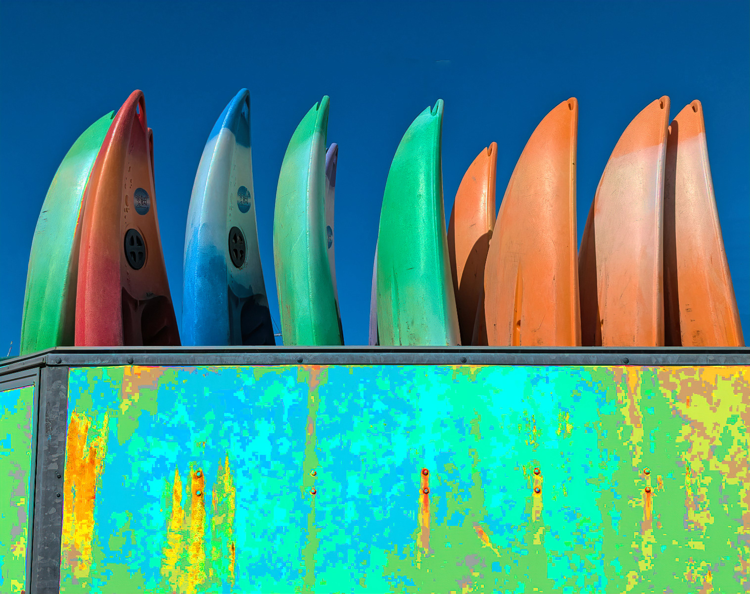 "Colourful Kayaks" by Mike Jones