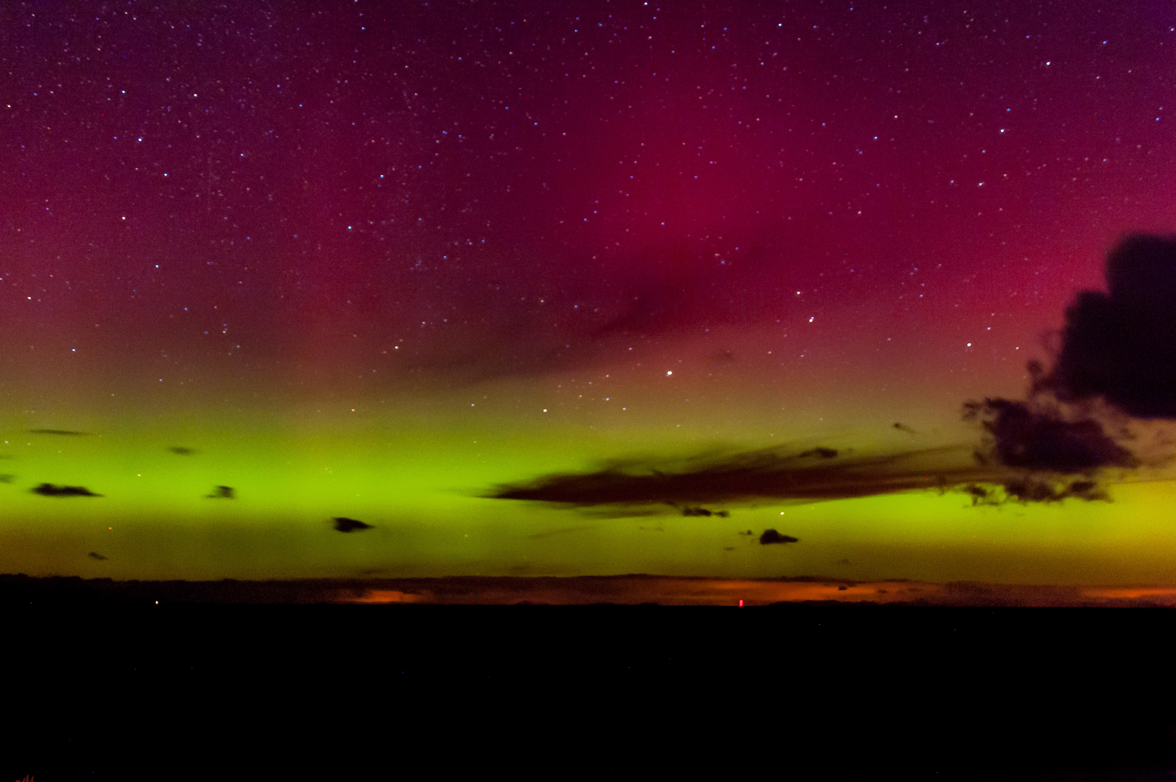 Northern Lights over Cardigan Bay and the Llyn Peninsula