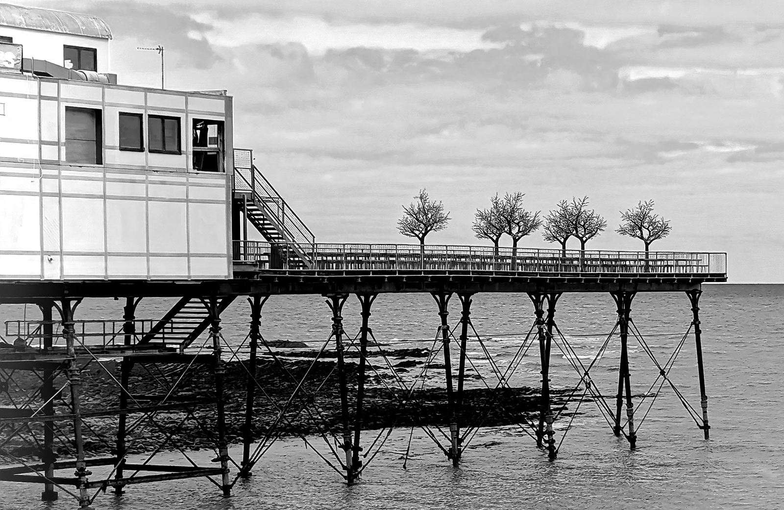 "Pier End B&W" by Mike Jones