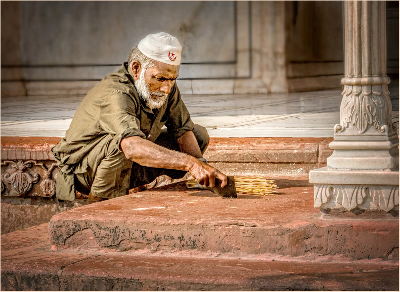 "Cleaning the Temple Steps" by Roy Peters