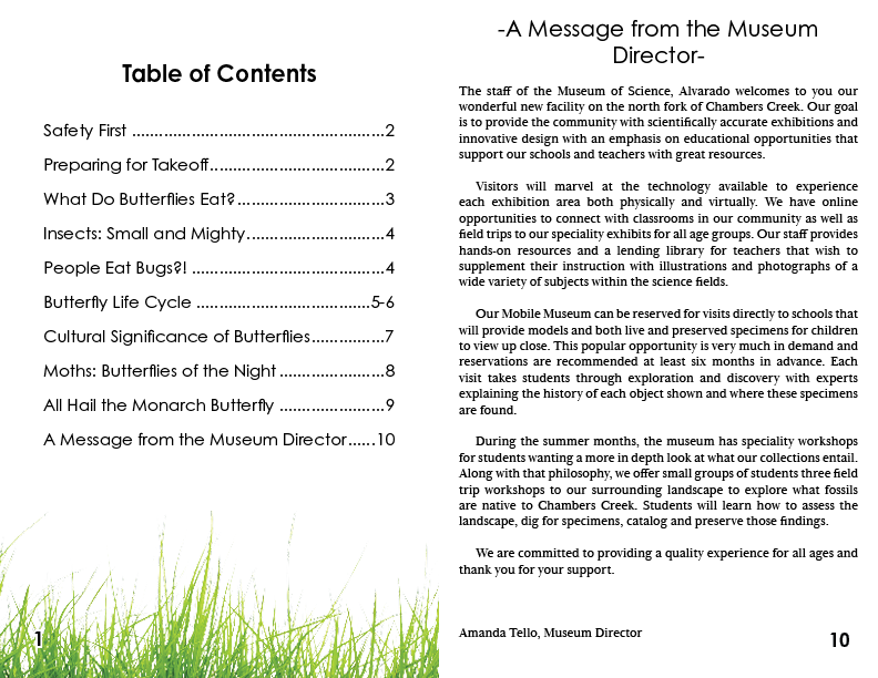 Table of Contents and Director Message