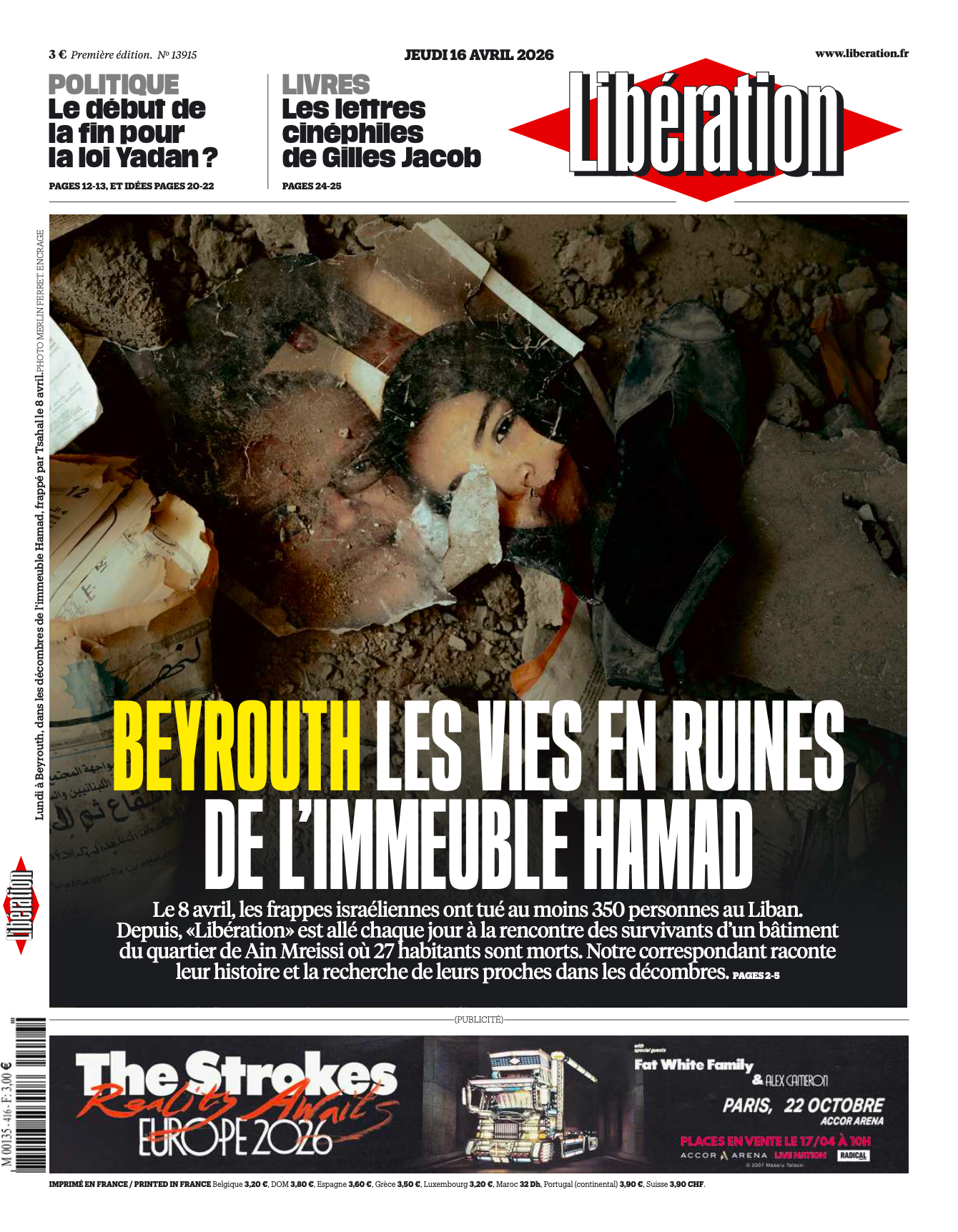 Libération -First Page Publication Print 2026