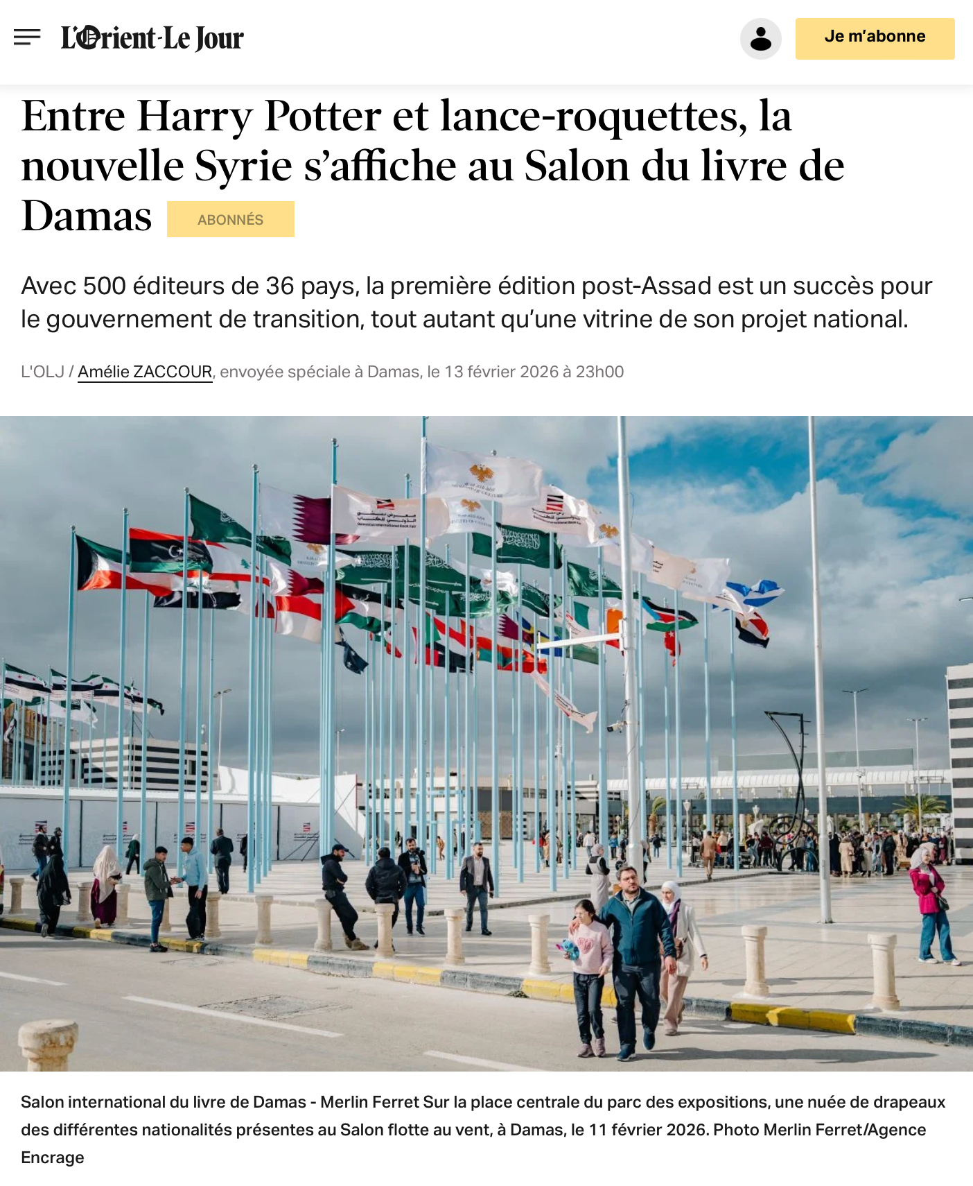 L'Orient Le Jour - Publication Web 2026