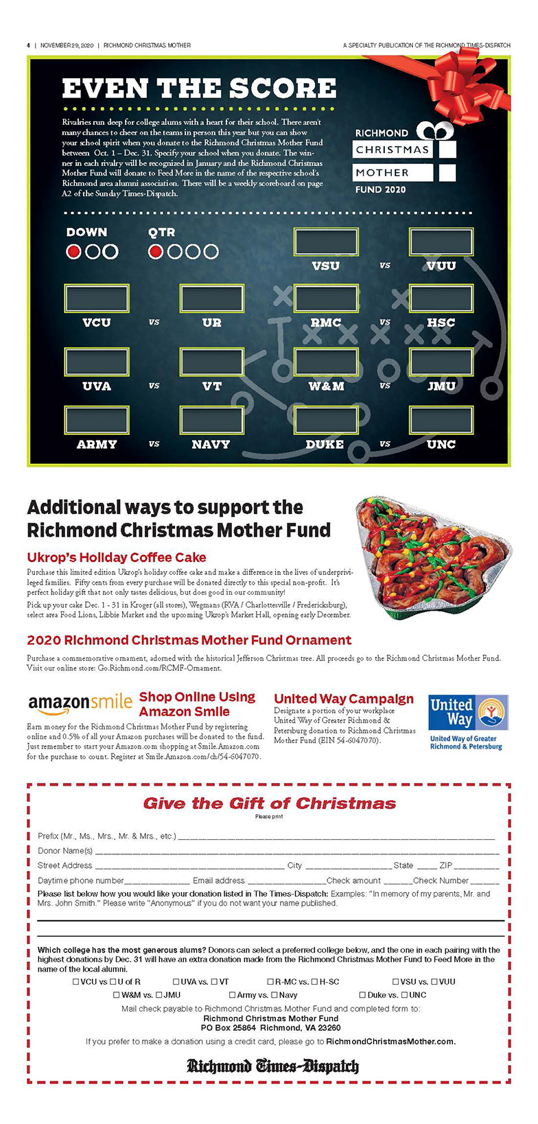 Back cover of the 2020 Richmond Christmas Mother special section.