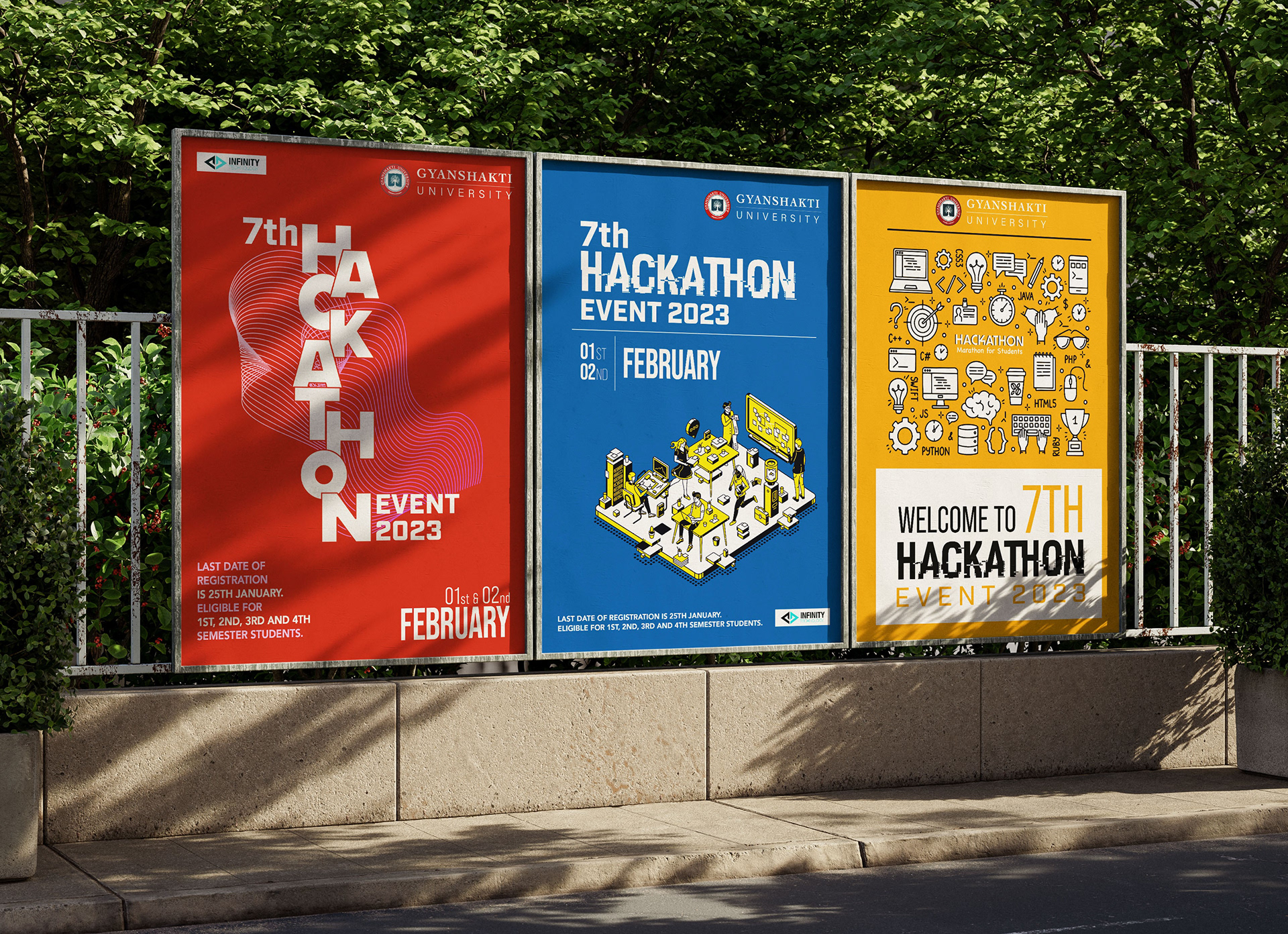 Amazon Prime series (college hackathon event setup): logo, banners, & set graphics