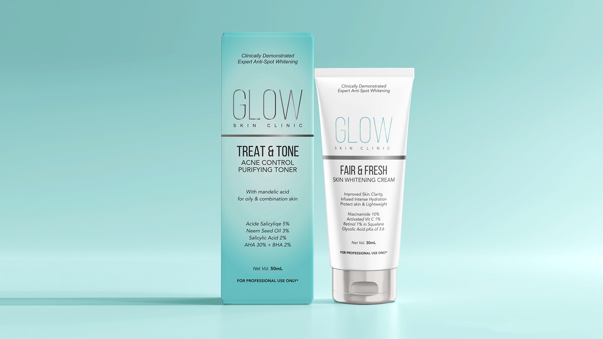 Amazon Prime series (skin clinic setup): logo, packaging, & set graphics