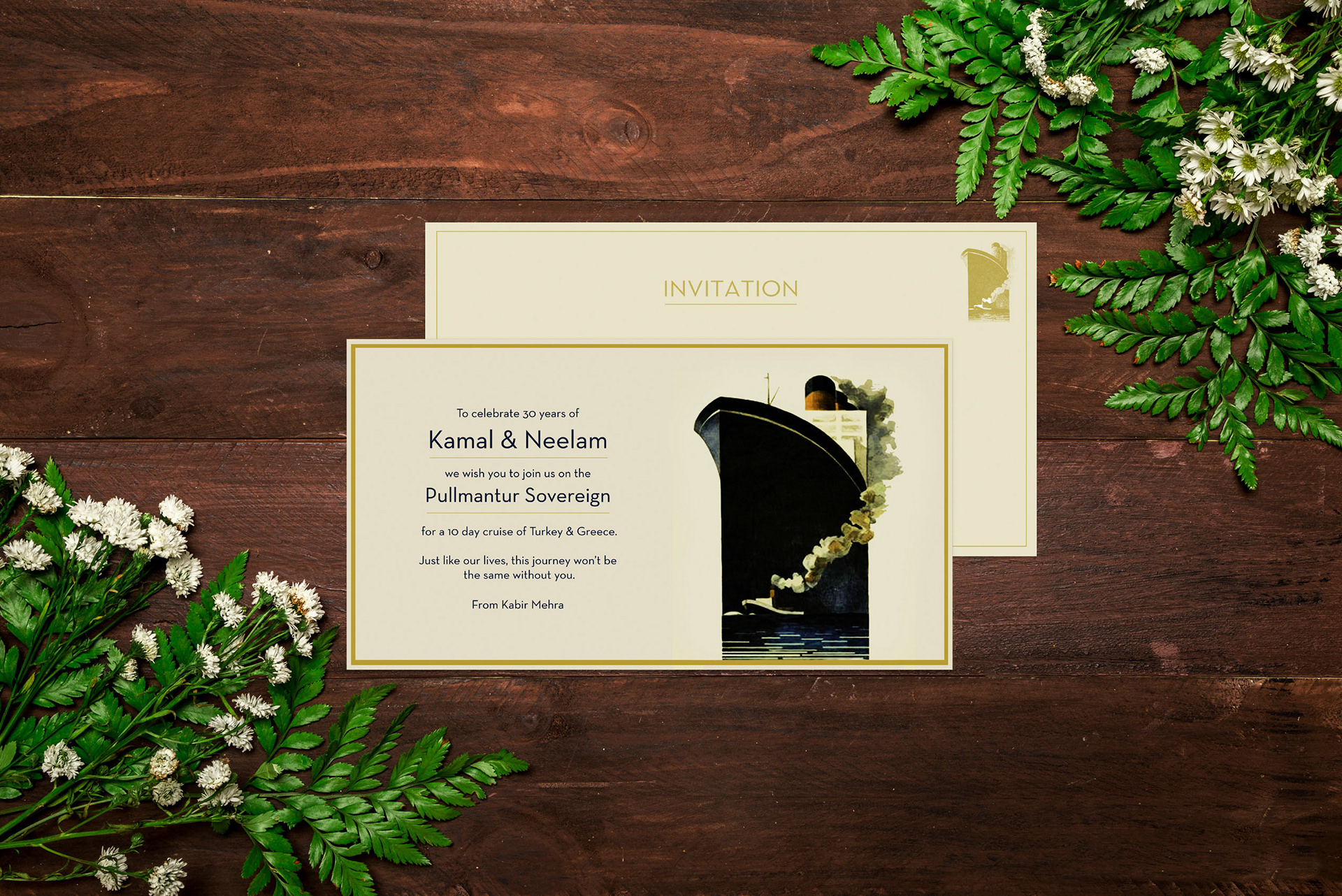 Feature film: ‘50th wedding anniversary on cruise’ invitation