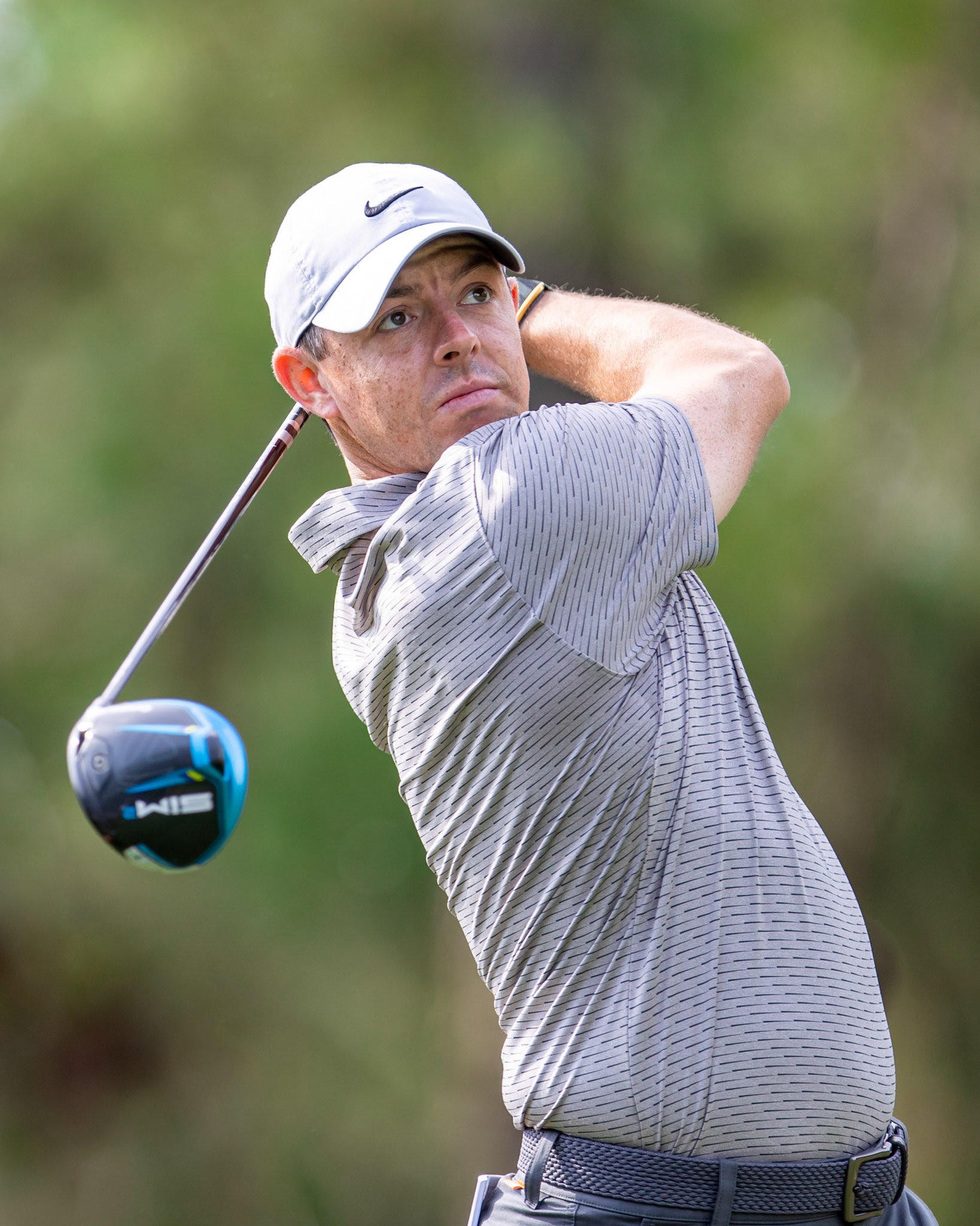 CHARLOTTE, NC , USA  - May 4 , 2021: Rory McIlroy hits a drive as he plays in the 2021 Wells Fargo Championship.