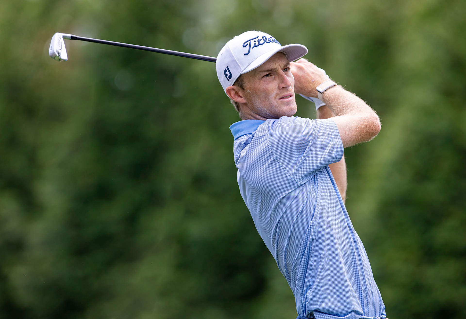 CHARLOTTE, NC , USA  - May 4 , 2021: Will Zalatopris hits a drive as he plays in the 2021 Wells Fargo Championship.