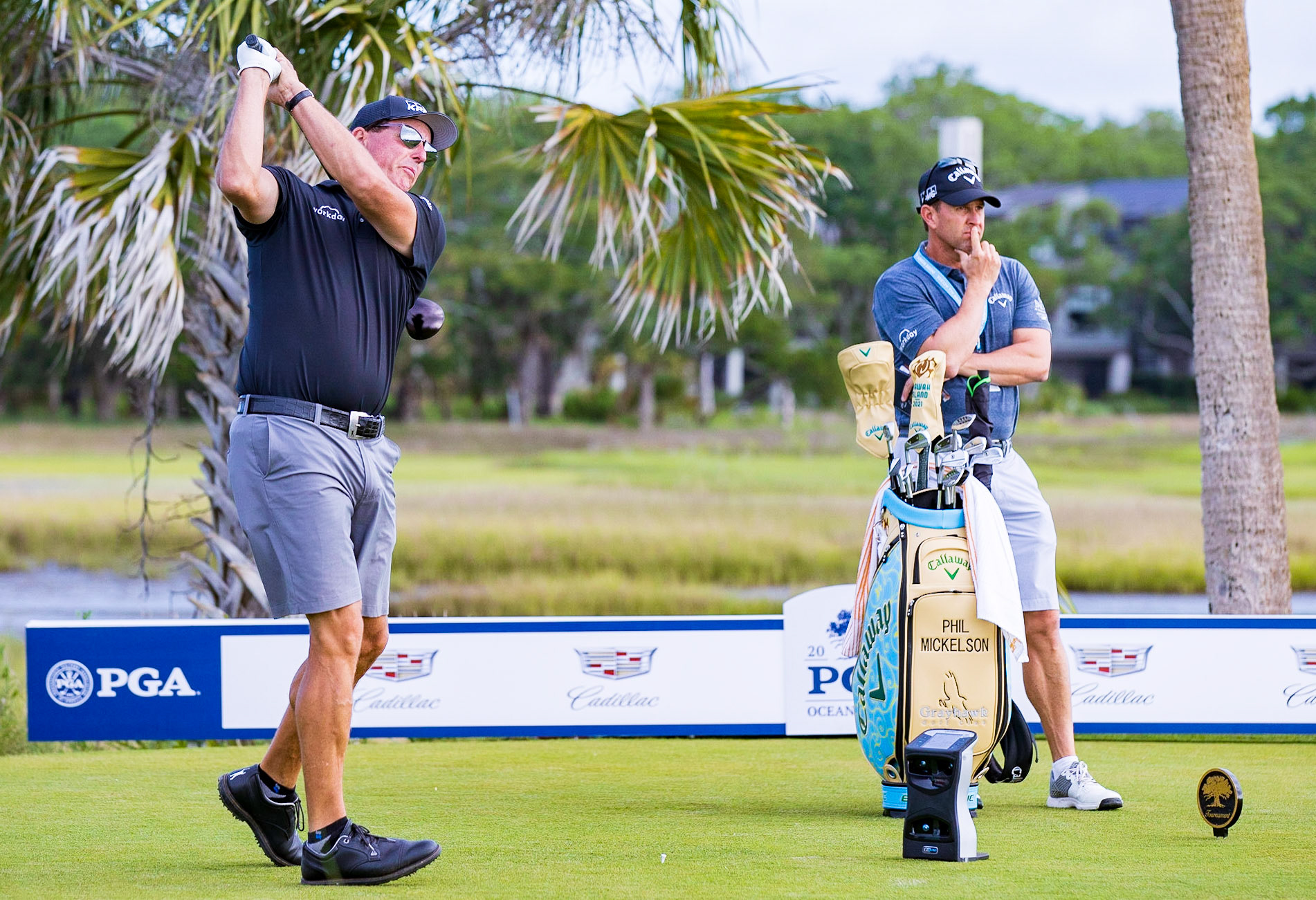 KIAWAH ISLAND, SC USA  - May 19 , 2021: Phil Michelson as  he prepares to play in the 2021 PGA Championship. Phil won the tournament for his 6th major championship victory.