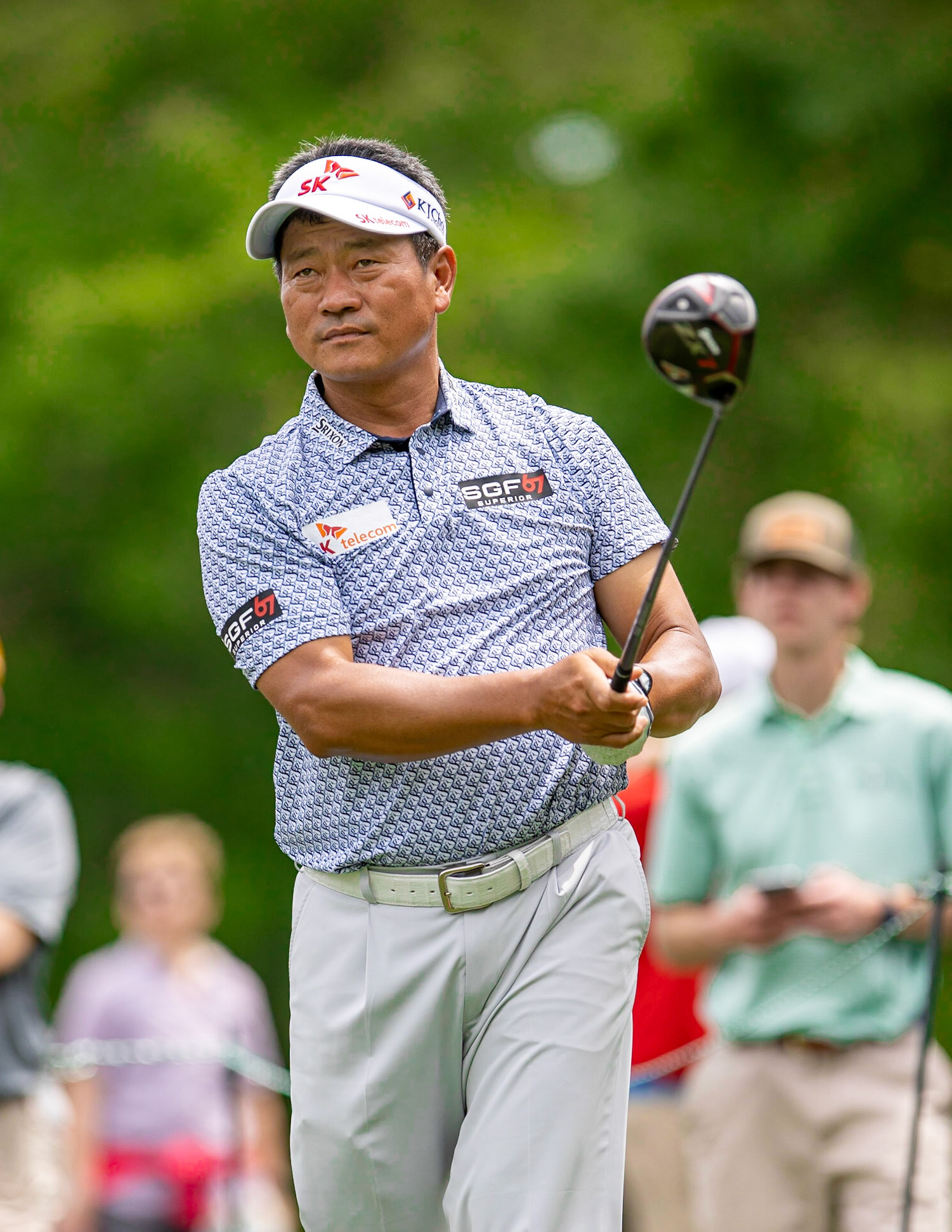 CHARLOTTE, NC, USA  - May 4, 2021: K.J. Choi hits a drive as he plays in the 2021 Wells Fargo Championship.