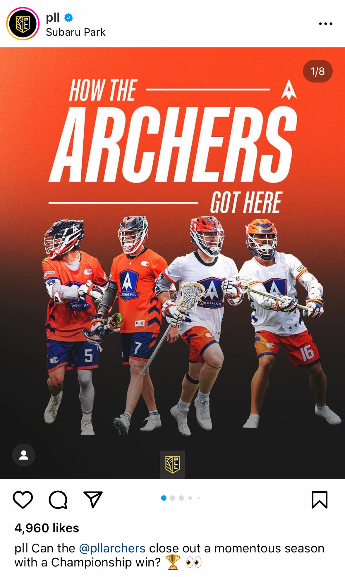 Instagram post showing Archers won the 2023 Championship