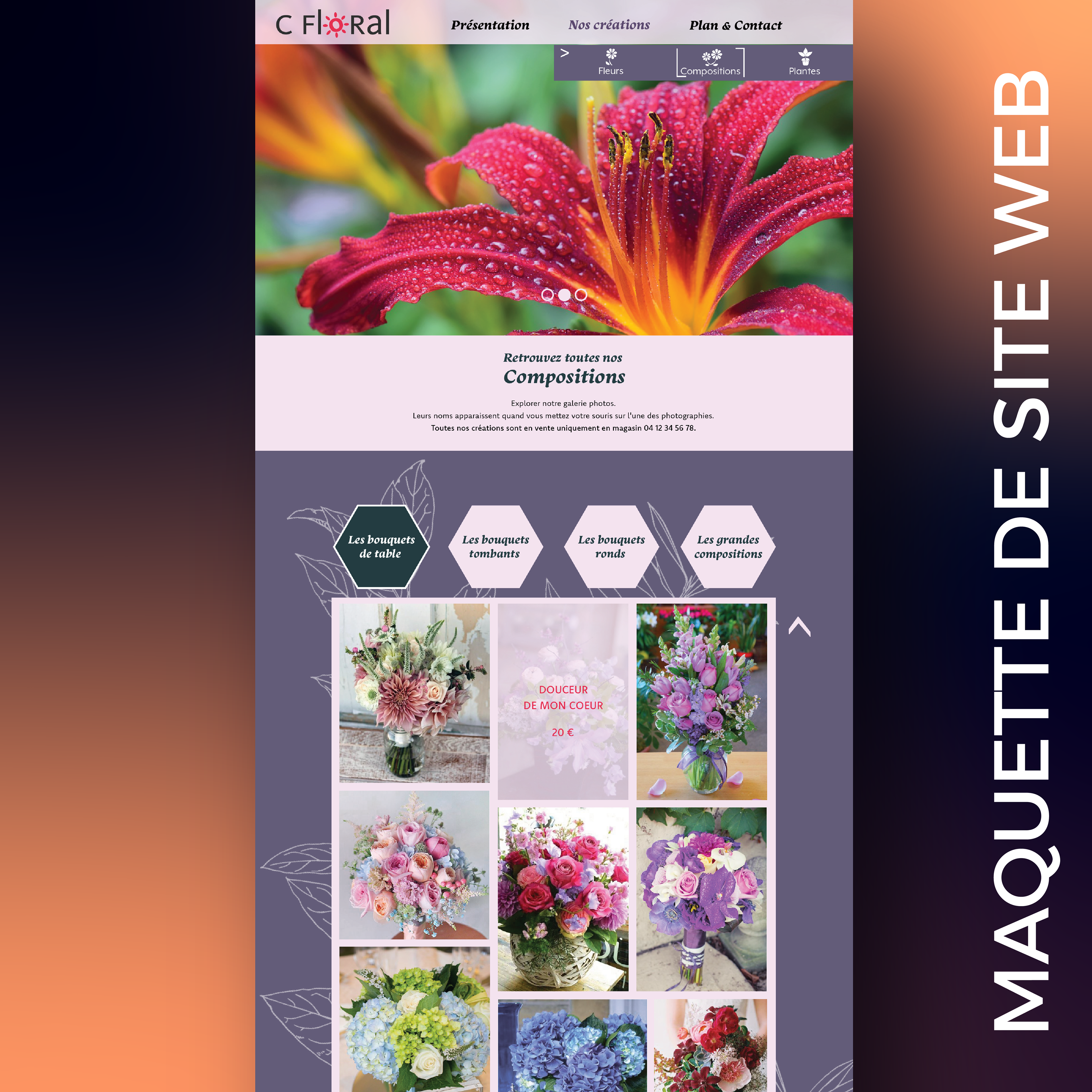 Maquette de site internet pour fleuriste