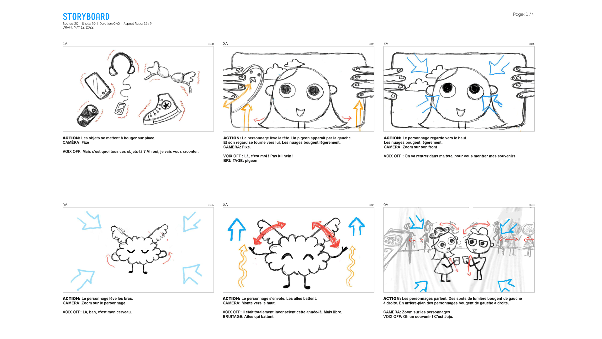 Storyboard pour une vidéo