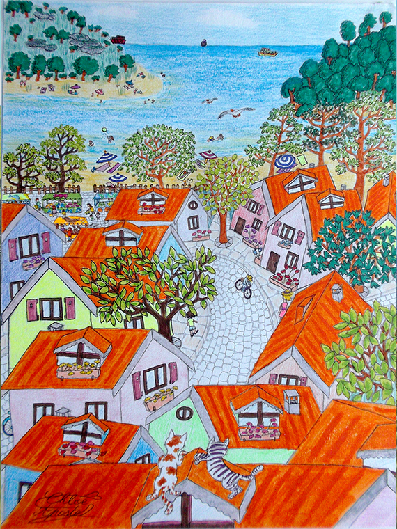 illustration de paysage avec la mer