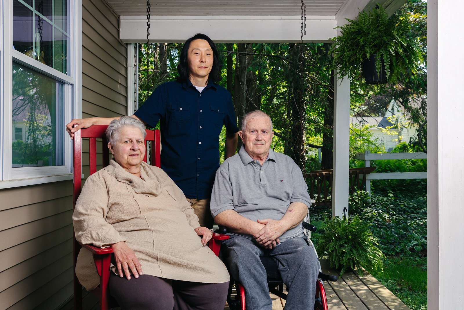 Andy Gauvin with his parents Caroline and Vic at their home in Pittsford