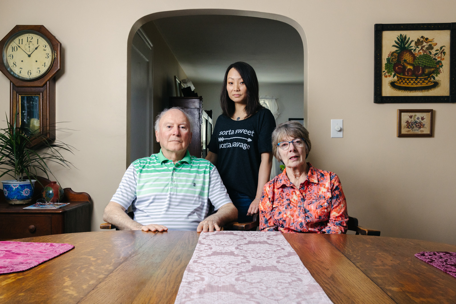 Amy Cortese with her parents, Jim and Ruth Guyker at their home in Buffalo