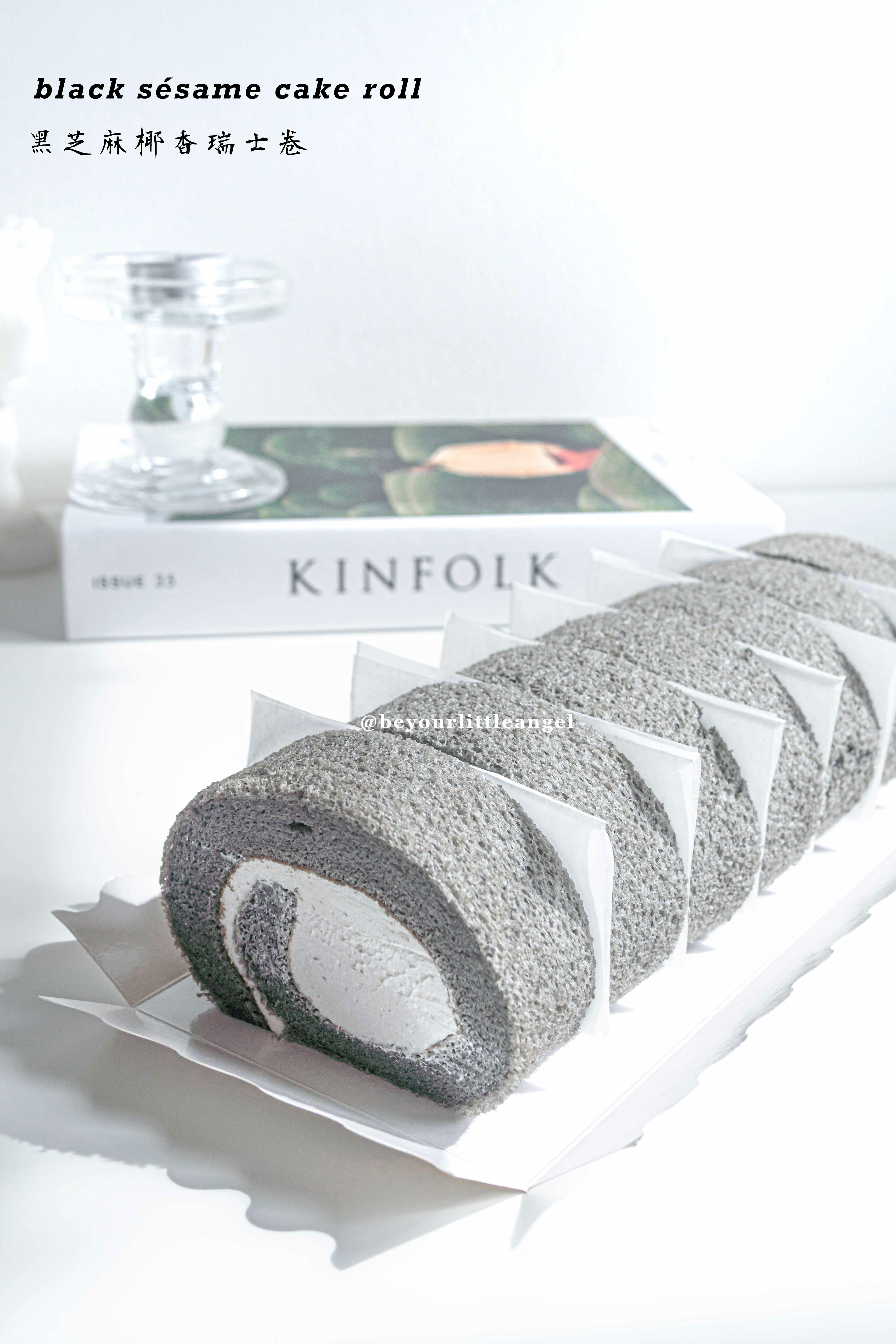 Black sésame cake roll