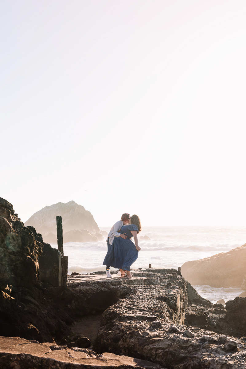 Beautiful women kissing on the coastline.