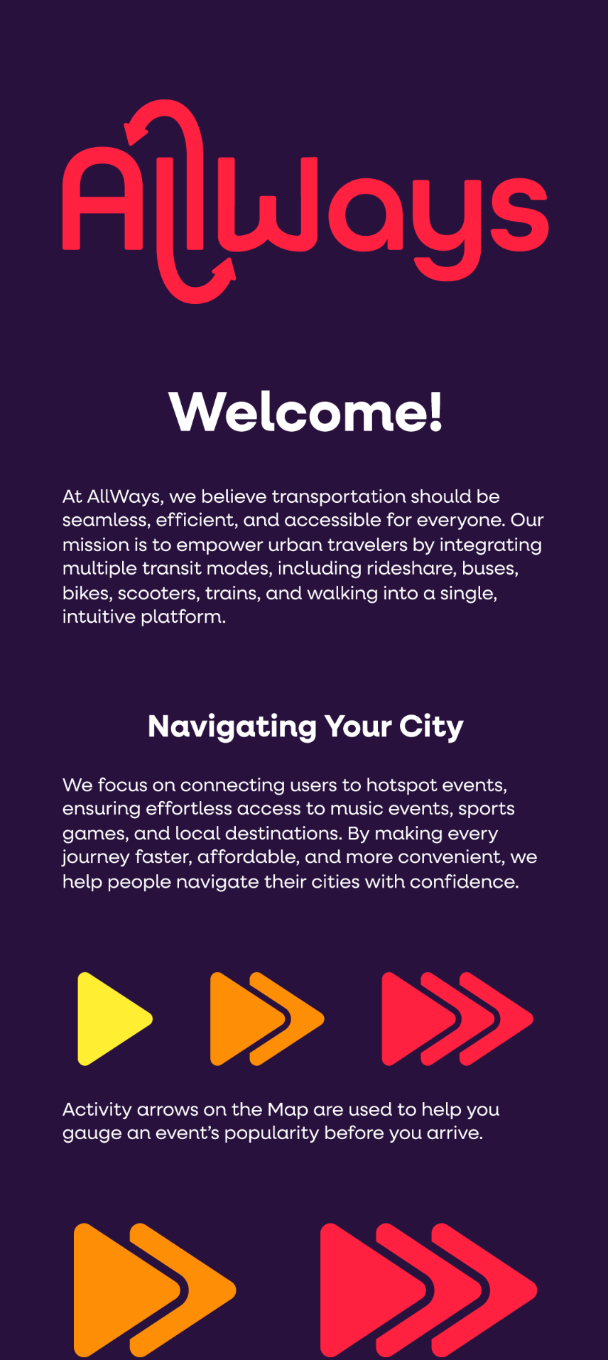 AllWays, introduction page.