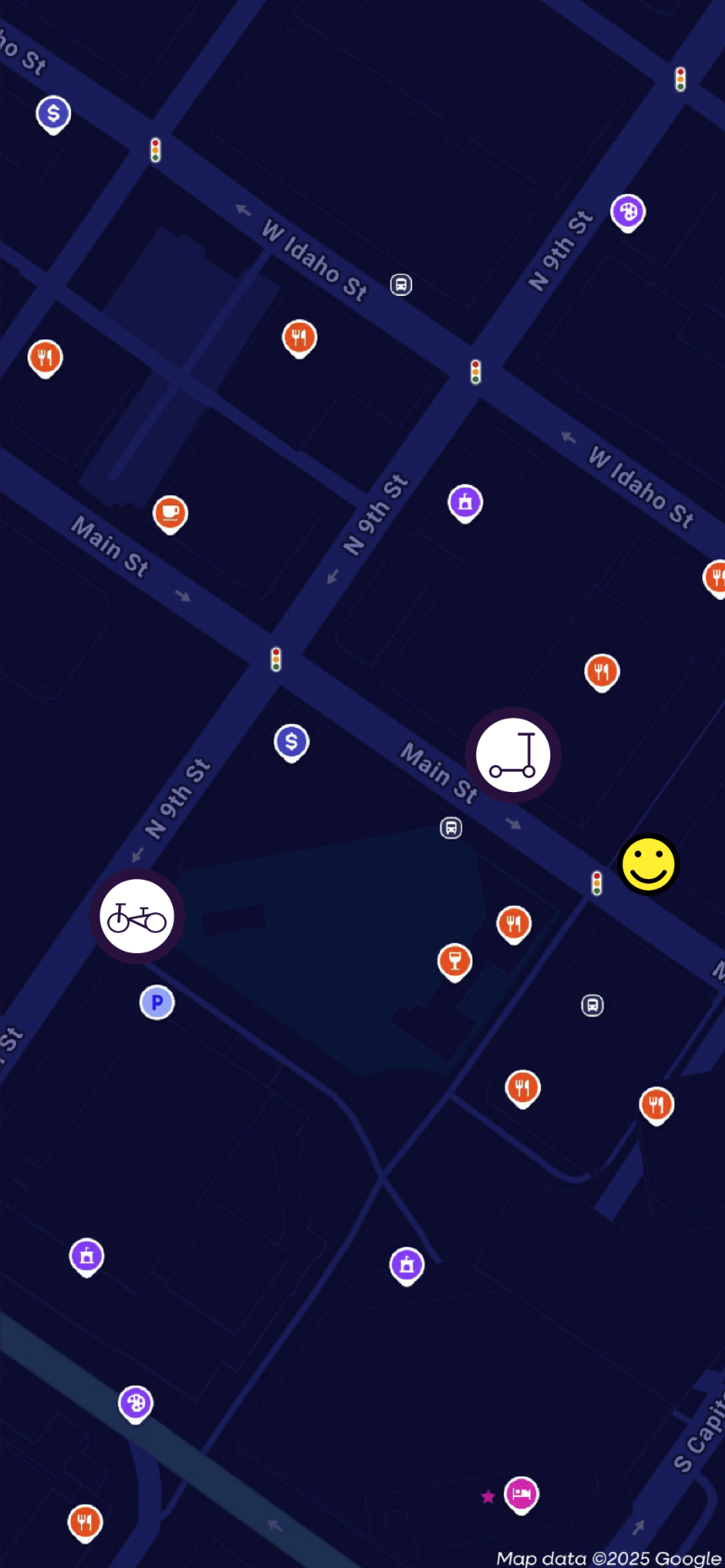 AllWays, map view, populated.