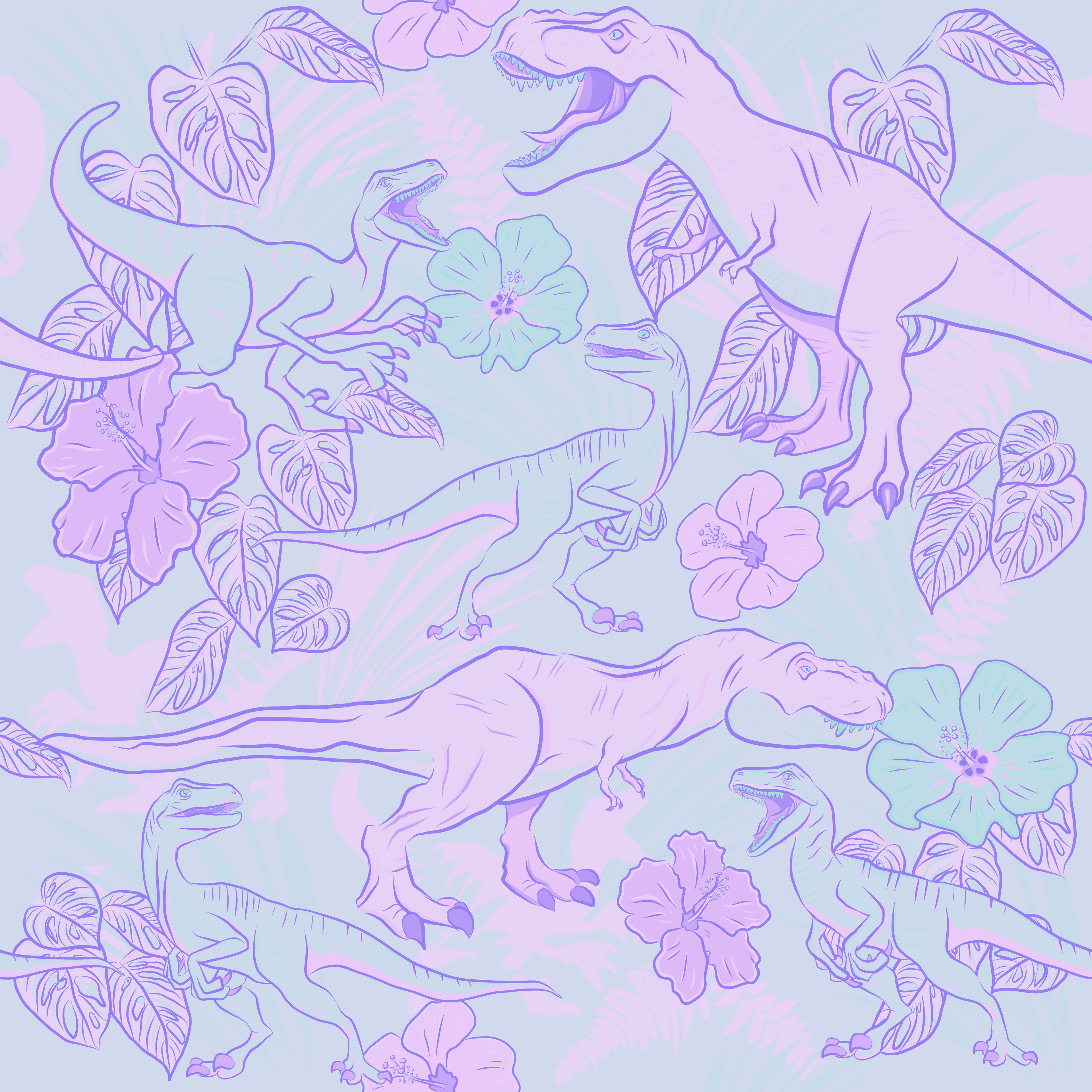 Dinosaur seamless pattern, alternate color