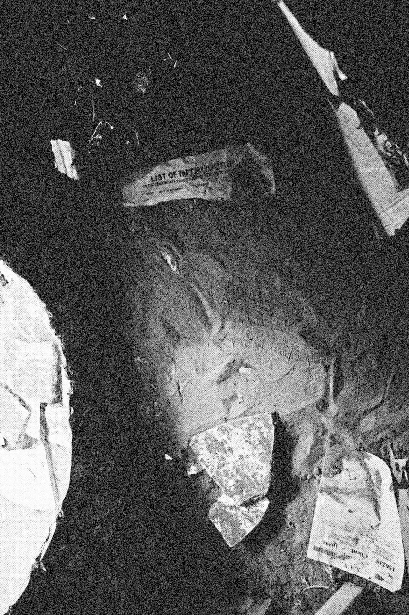 Reconstructed Constructioninstallationcardboard on wooden construction, silk screened wallpaper, tiled floor, carpet floor, electrical equipment: television, DVD-player, transmitter, lightning, plastic ridge tent, silkscreen materials, copy prints, iron case, bed mattress, buckets of latex paint.2006