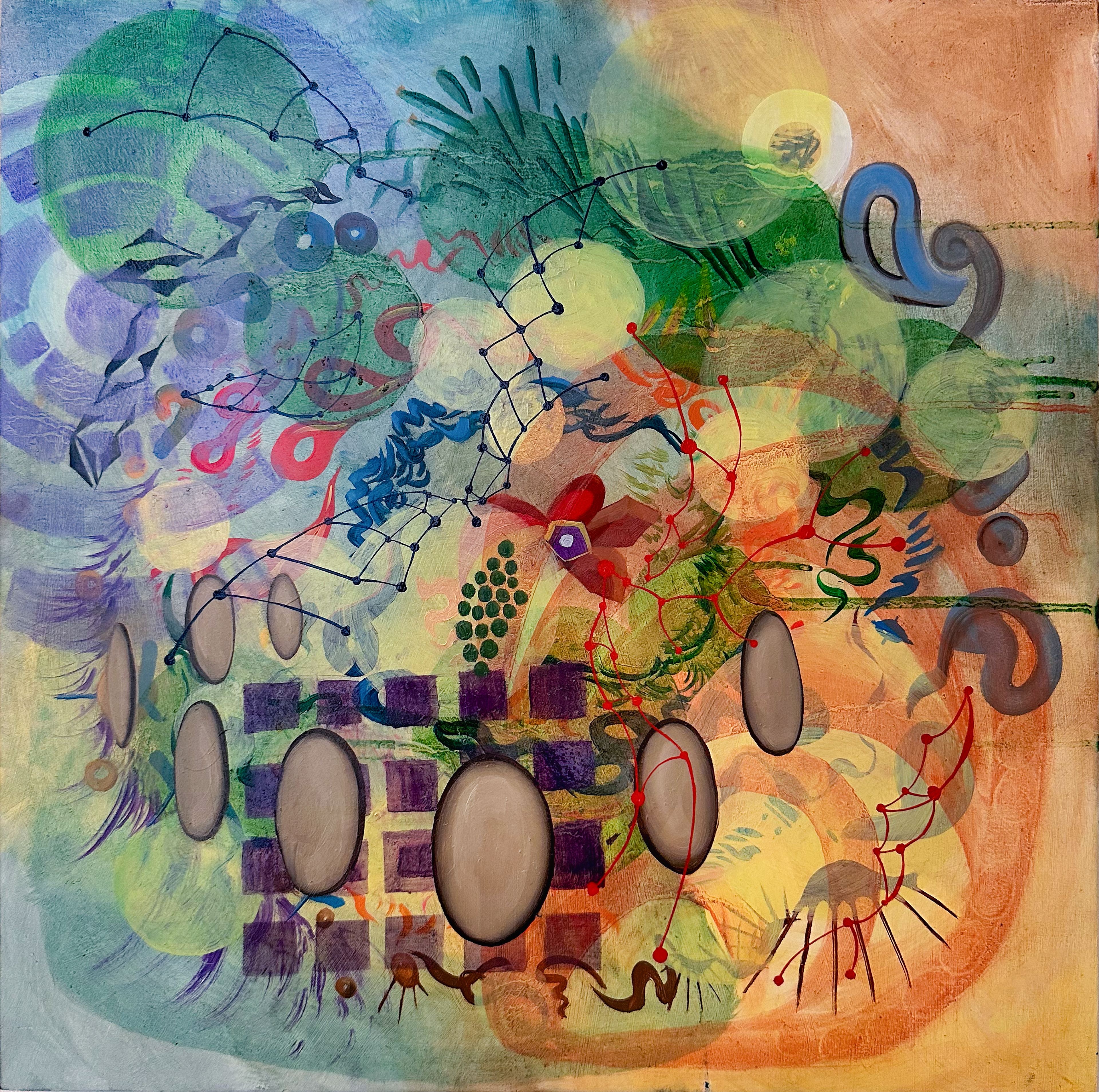 Body Response (Shostakovich) 2025, 16 x 16 inches, Oil on Panel