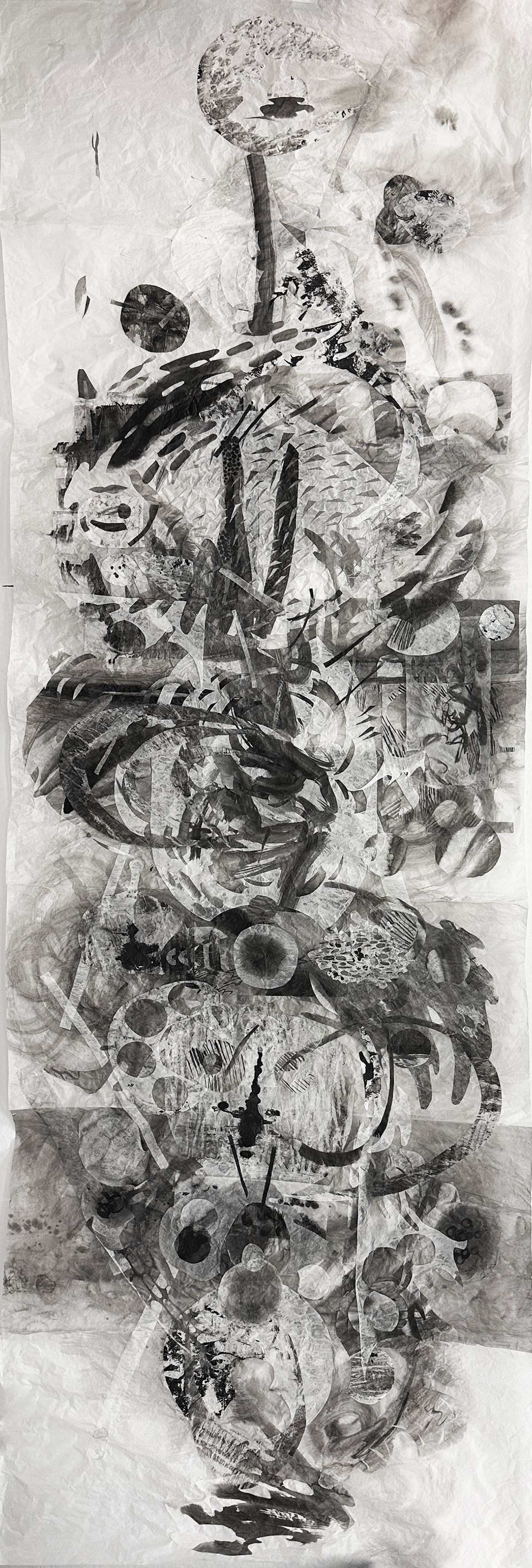 Openings, 2025, Dimensions: 122 x 36 inches, Materials: Ink on Tracing Paper