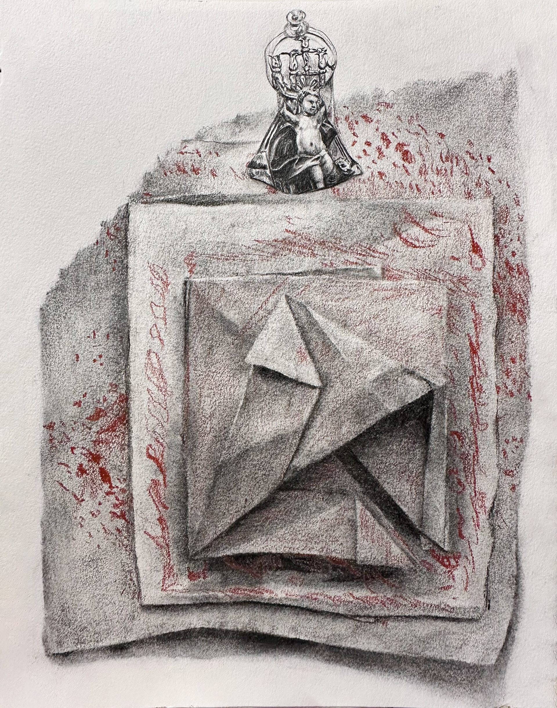 we often are what we want to be, 2025, Dimensions 11 x 14in, Charcoal, Graphite, and Aquacolor pencil on Bristol