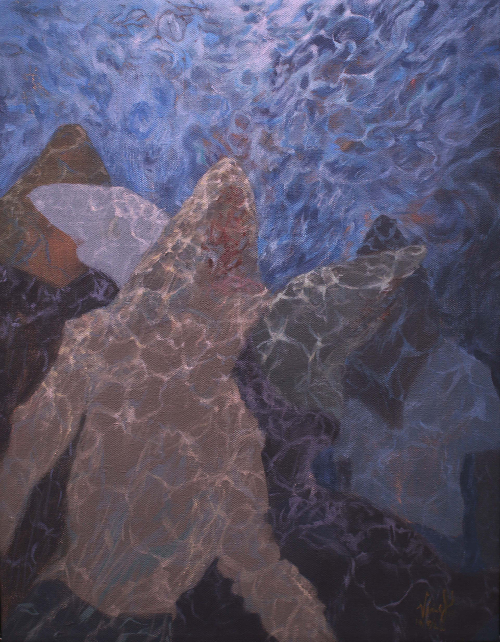 BENEATH THE SURFACE (B) 2022, Dimensions: 11 x 16 inches, Acrylic on Canvas 