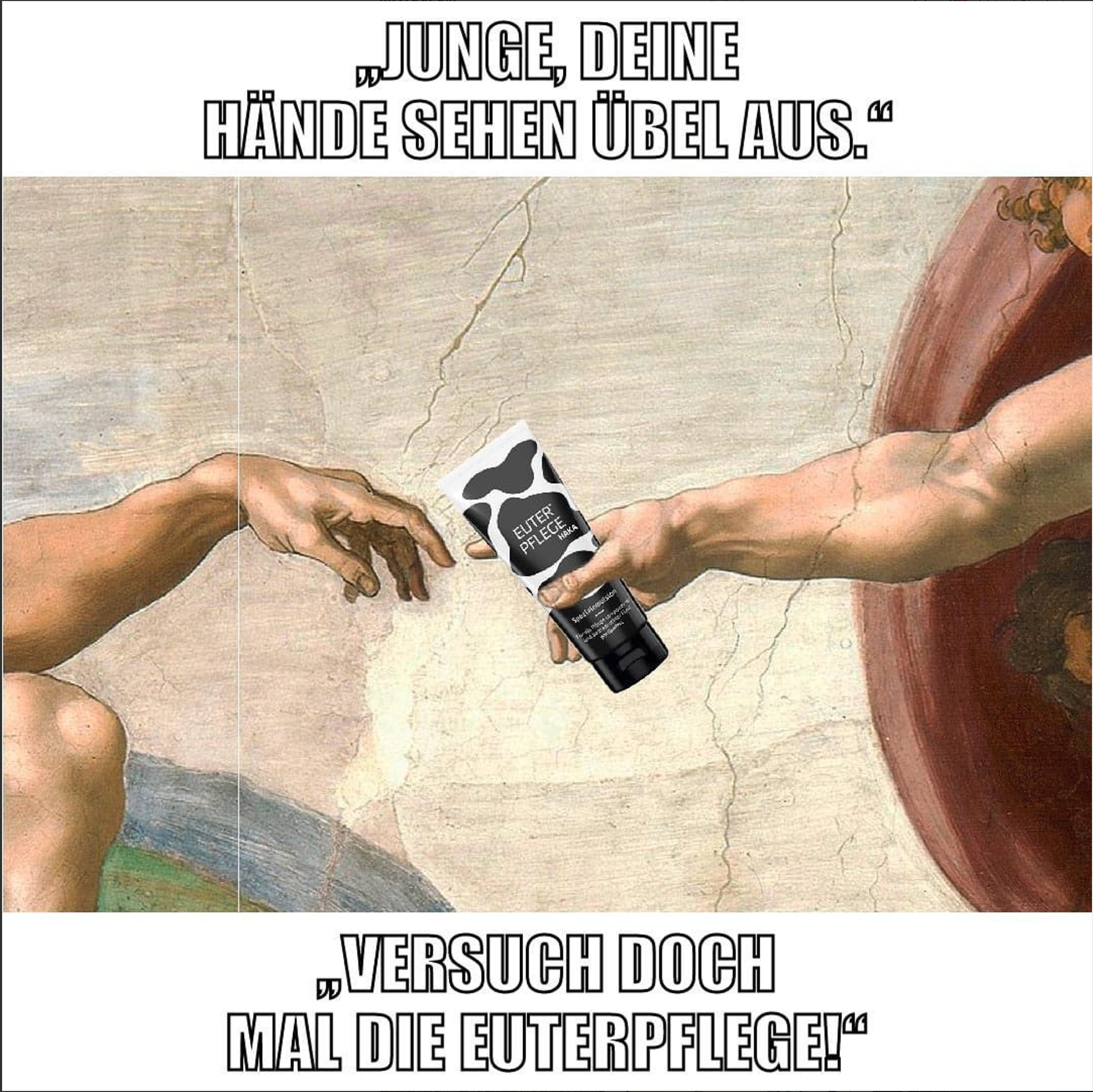 Meme mit Euterpfleg-Bezug