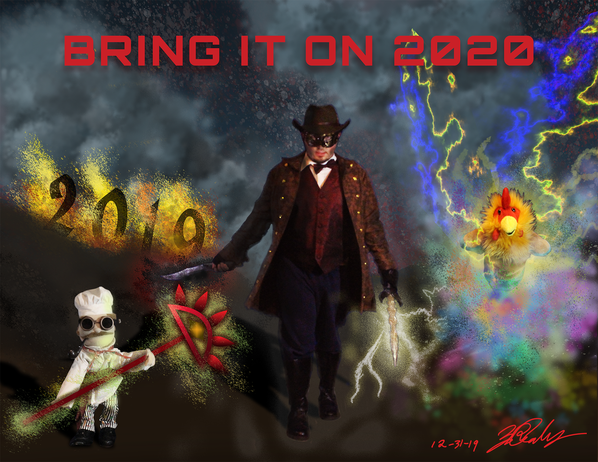 "Bring It On 2020" - digital collage/painting; Photoshop 12/31/19