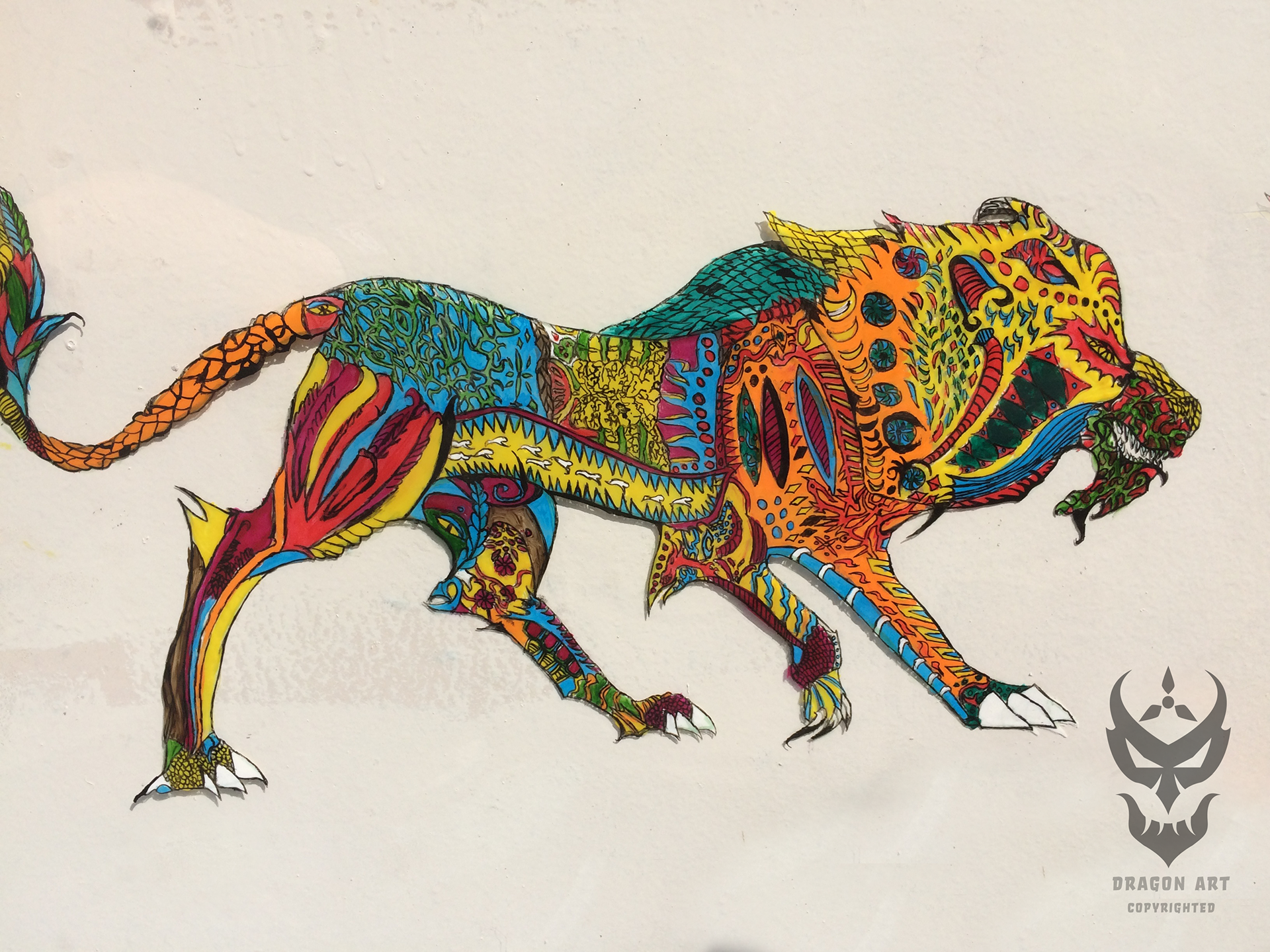 Psychedelic acrylic painting of Scar from "The Lion King" – acrylic paint on acrylic sheet; 2015