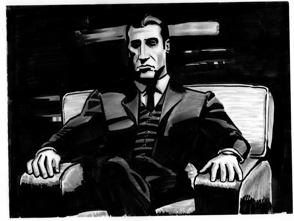 Caricature of Al Pacino from The Godfather