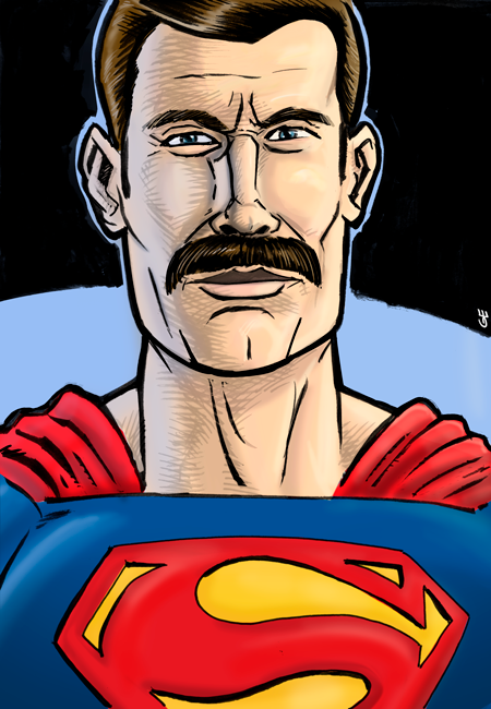 Superman with a moustache Illustration