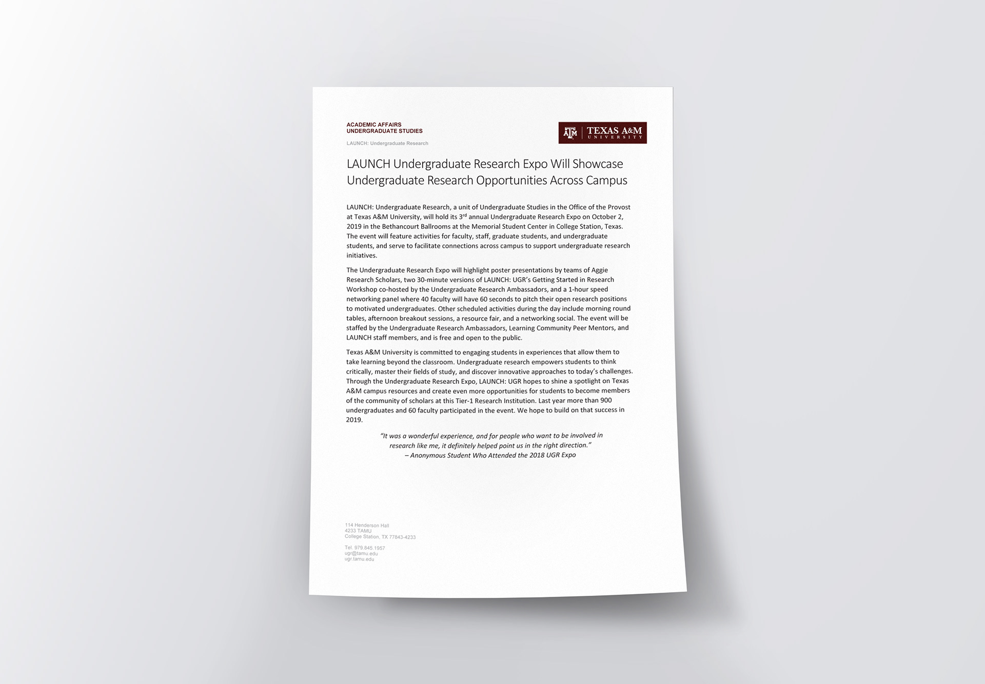 Press Release, Page 1
