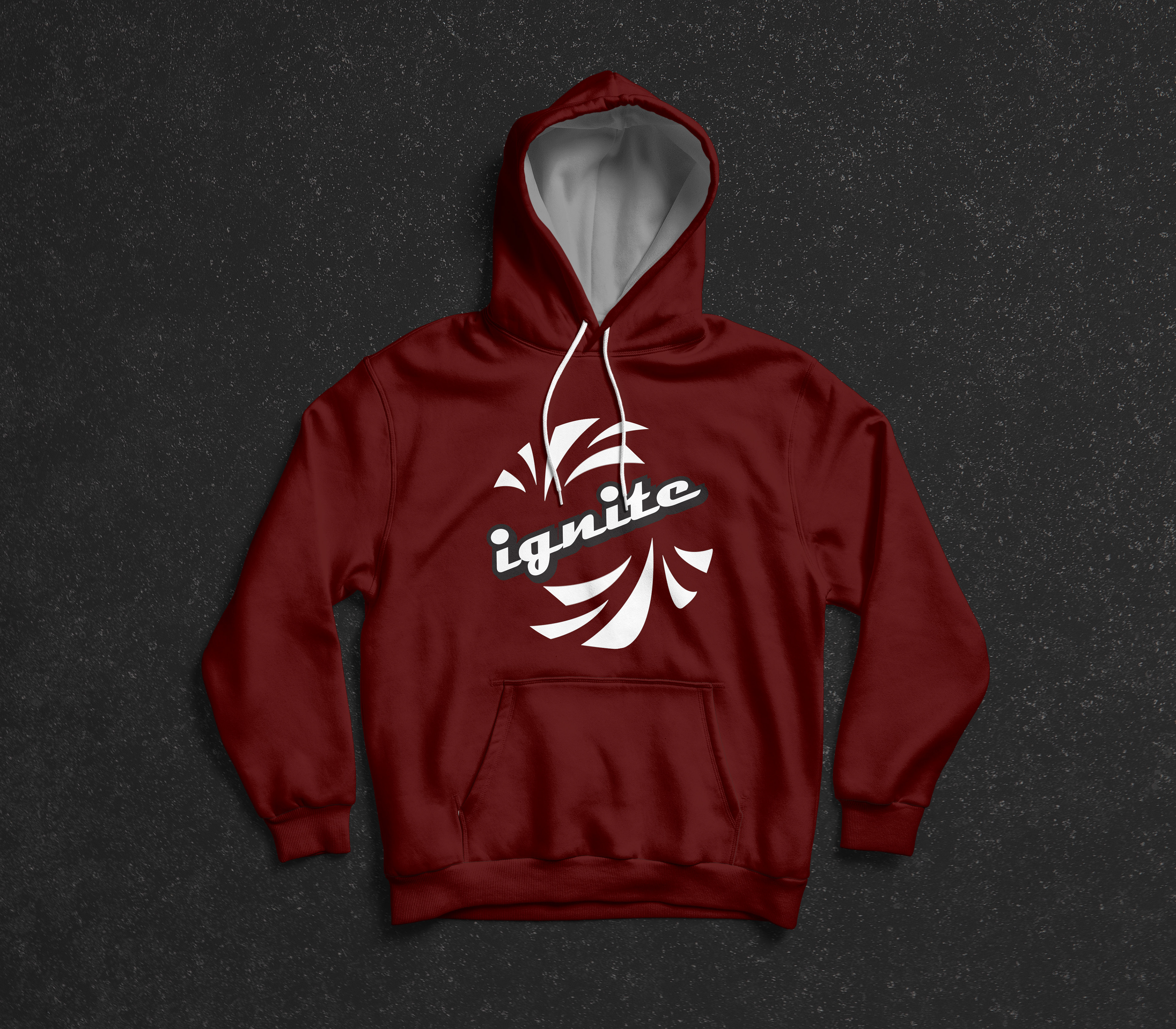 Logo on hoodie.
