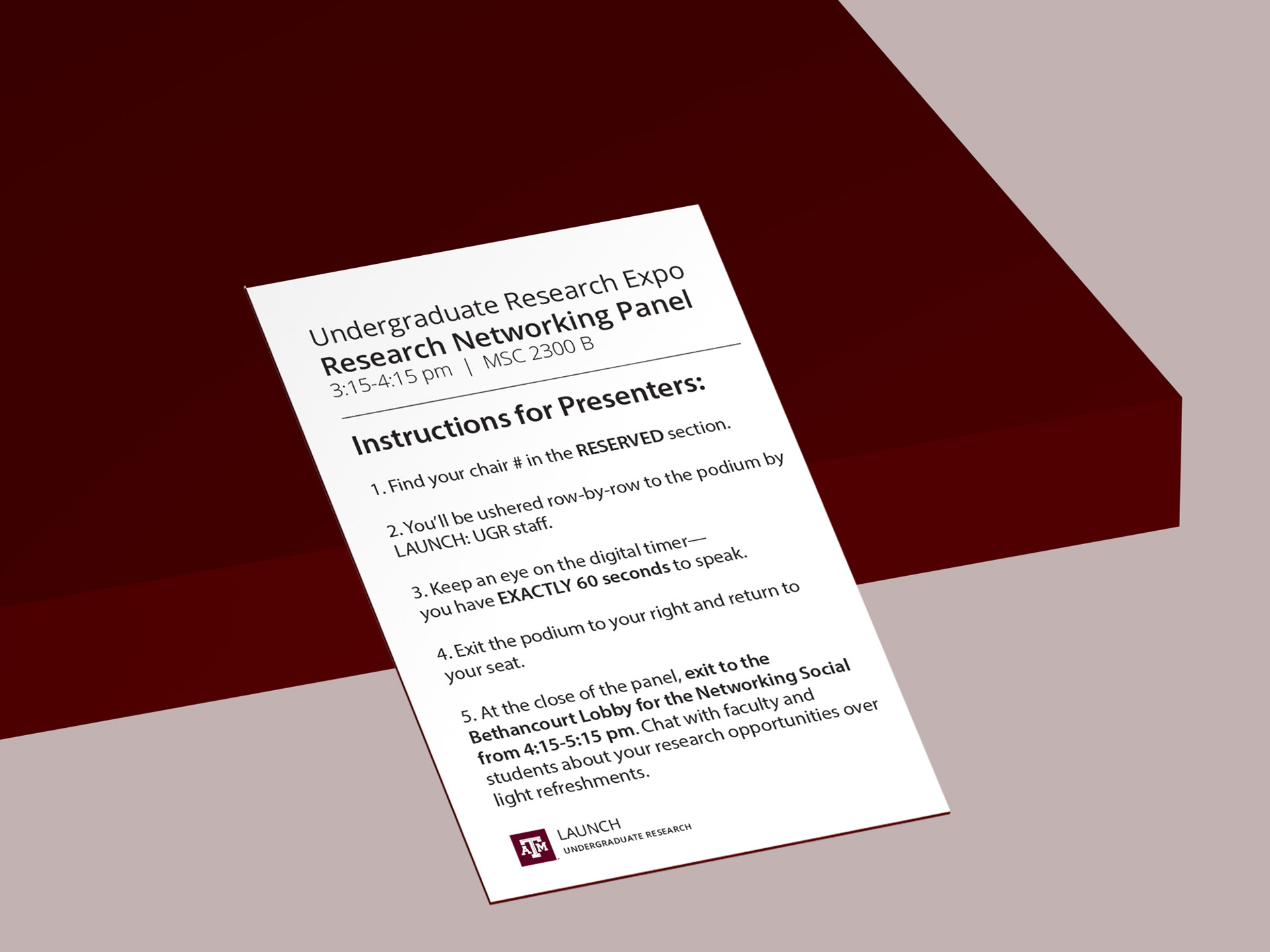 Networking Panelist Instructions Card