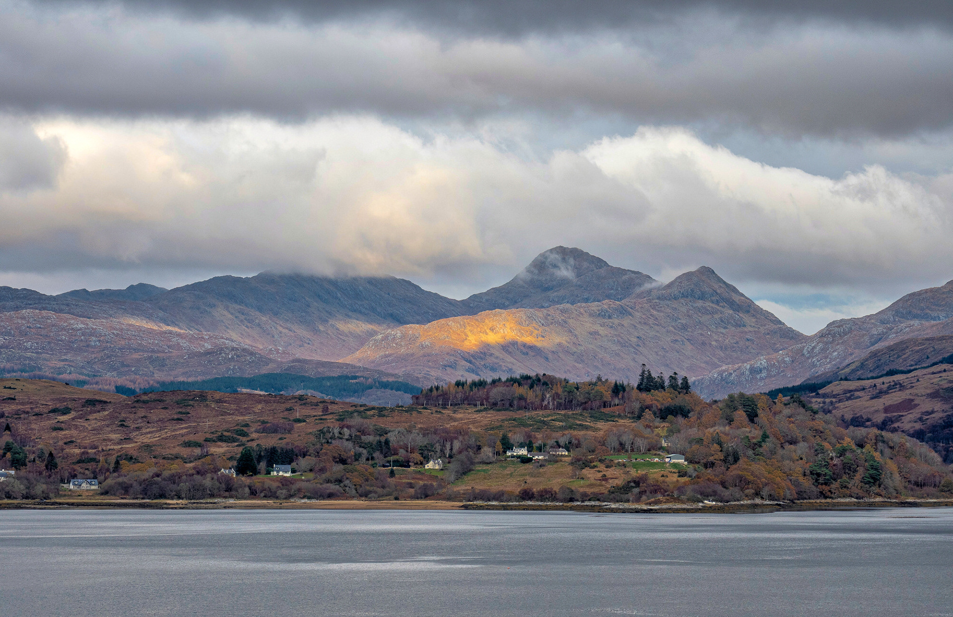 Loch Sunart shaft of sunlight, Highland