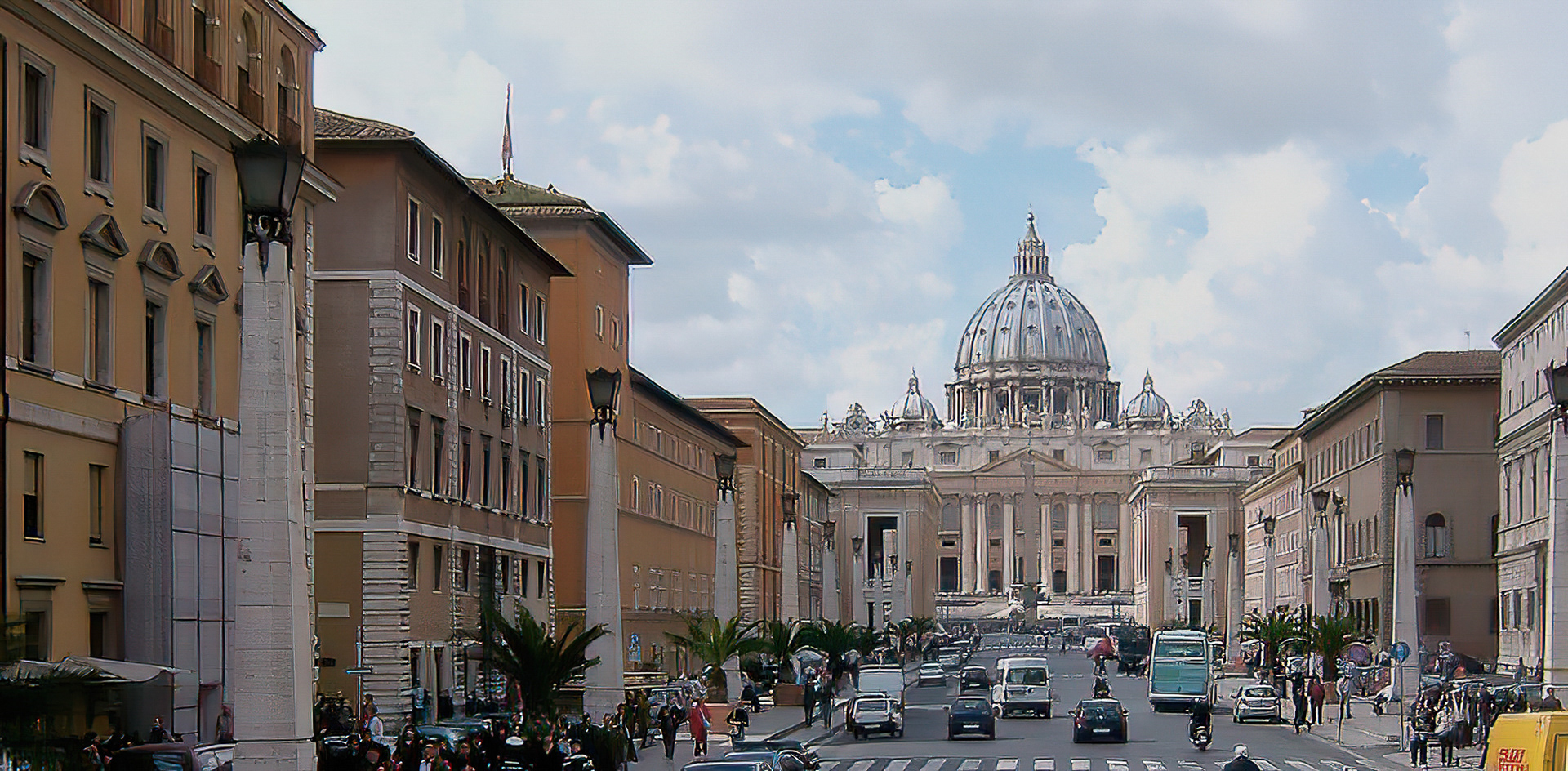 Basilica Papale di San Pietro in Vaticano from Via della Conciliazione, Rome, Italy